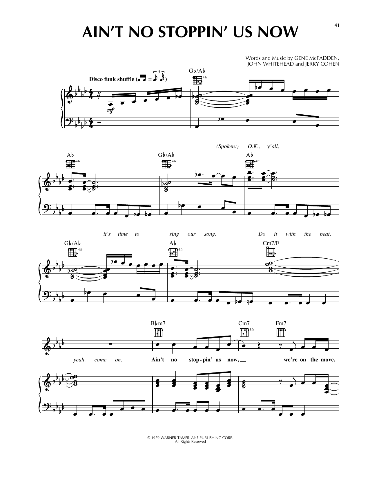 Luther Vandross Ain't No Stoppin' Us Now Sheet Music Notes & Chords for Piano, Vocal & Guitar (Right-Hand Melody) - Download or Print PDF