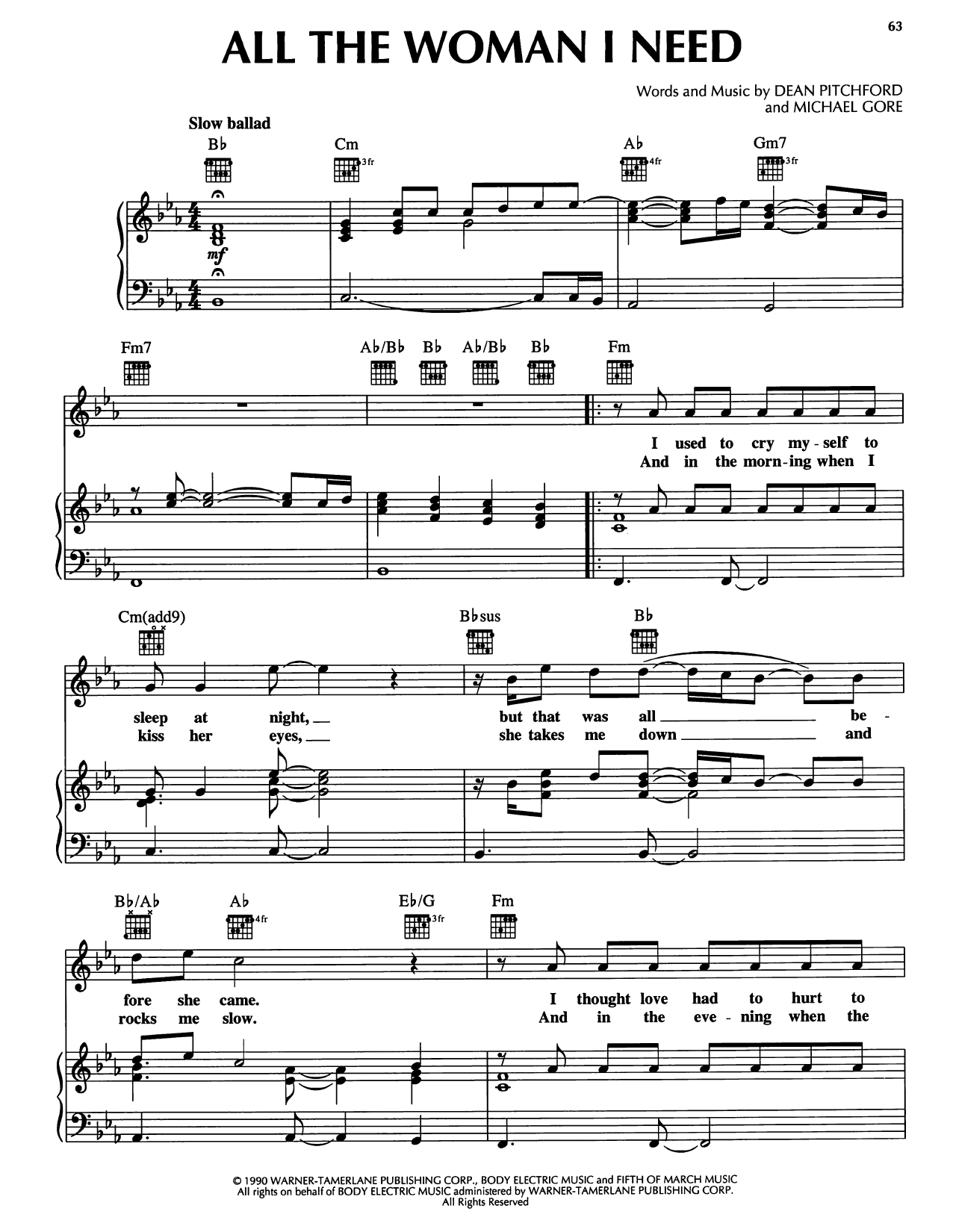 Luther Vandross All The Man That I Need (All The Woman I Need) Sheet Music Notes & Chords for Piano, Vocal & Guitar Chords (Right-Hand Melody) - Download or Print PDF