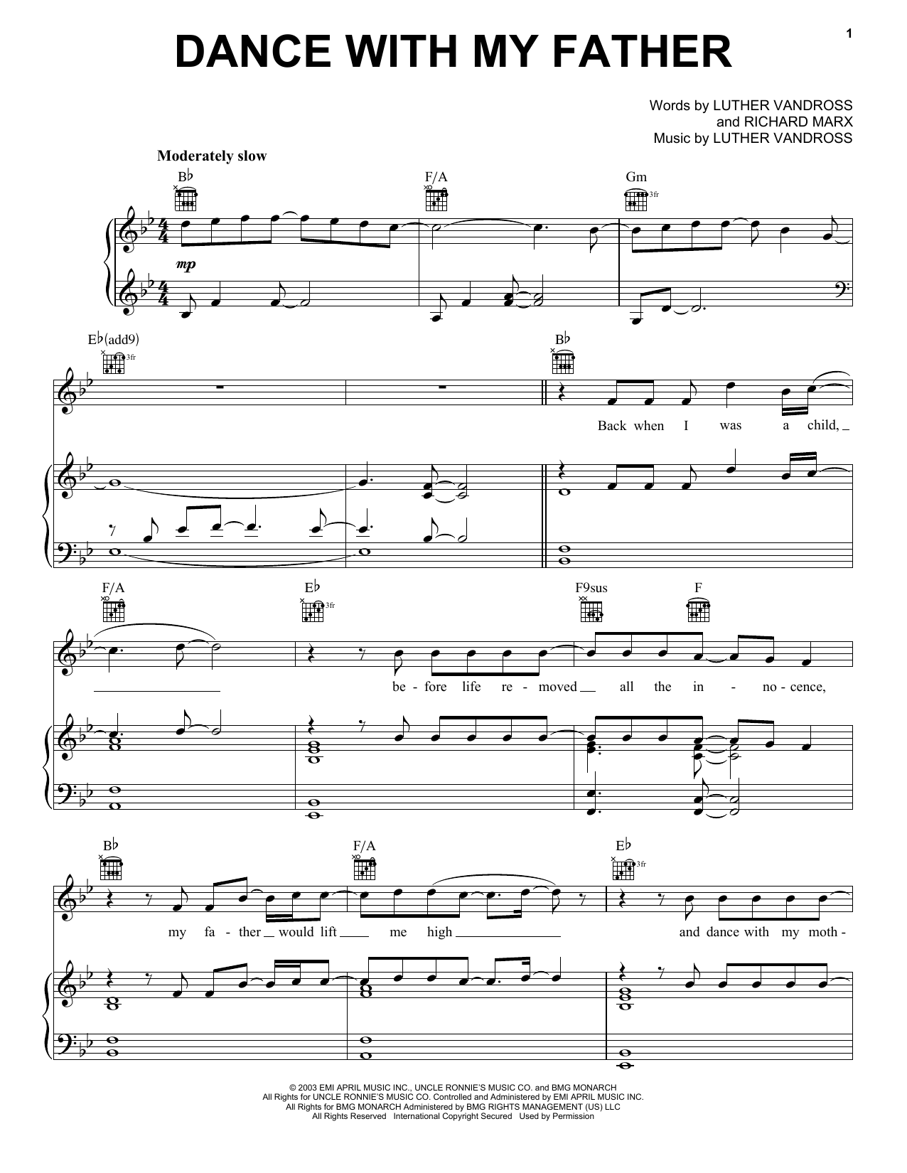 Luther Vandross Dance With My Father Sheet Music Notes & Chords for Ukulele - Download or Print PDF