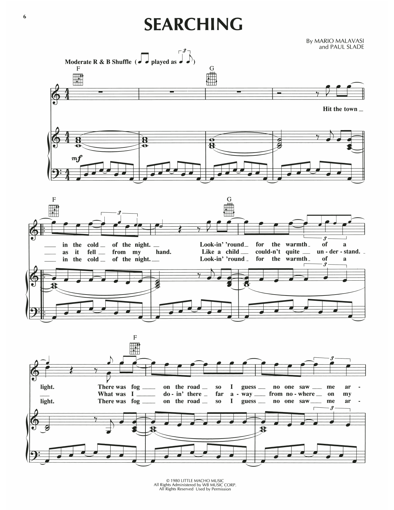Luther Vandross Searching Sheet Music Notes & Chords for Piano, Vocal & Guitar Chords (Right-Hand Melody) - Download or Print PDF