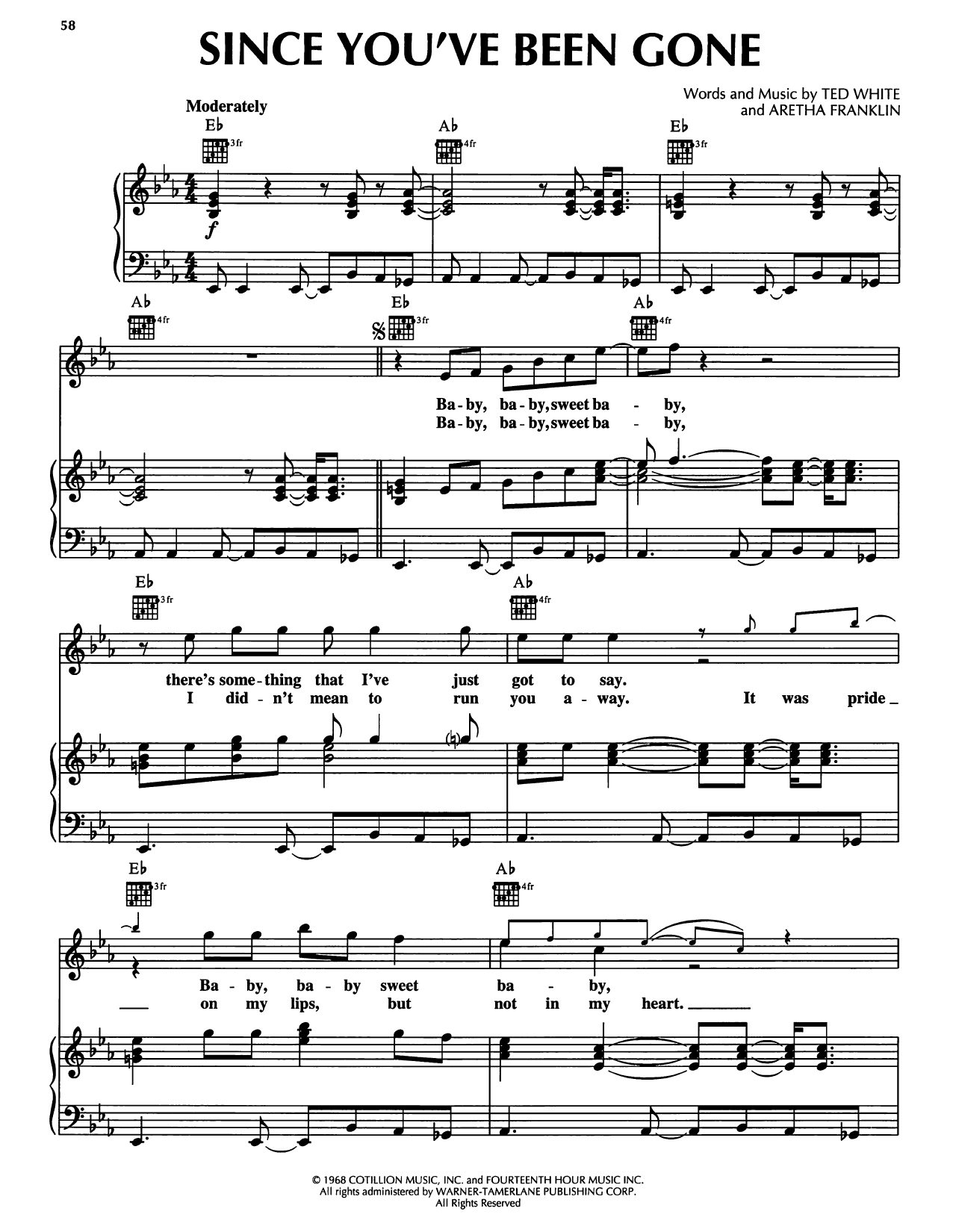 Luther Vandross Since You've Been Gone (Sweet, Sweet Baby) Sheet Music Notes & Chords for Piano, Vocal & Guitar Chords (Right-Hand Melody) - Download or Print PDF
