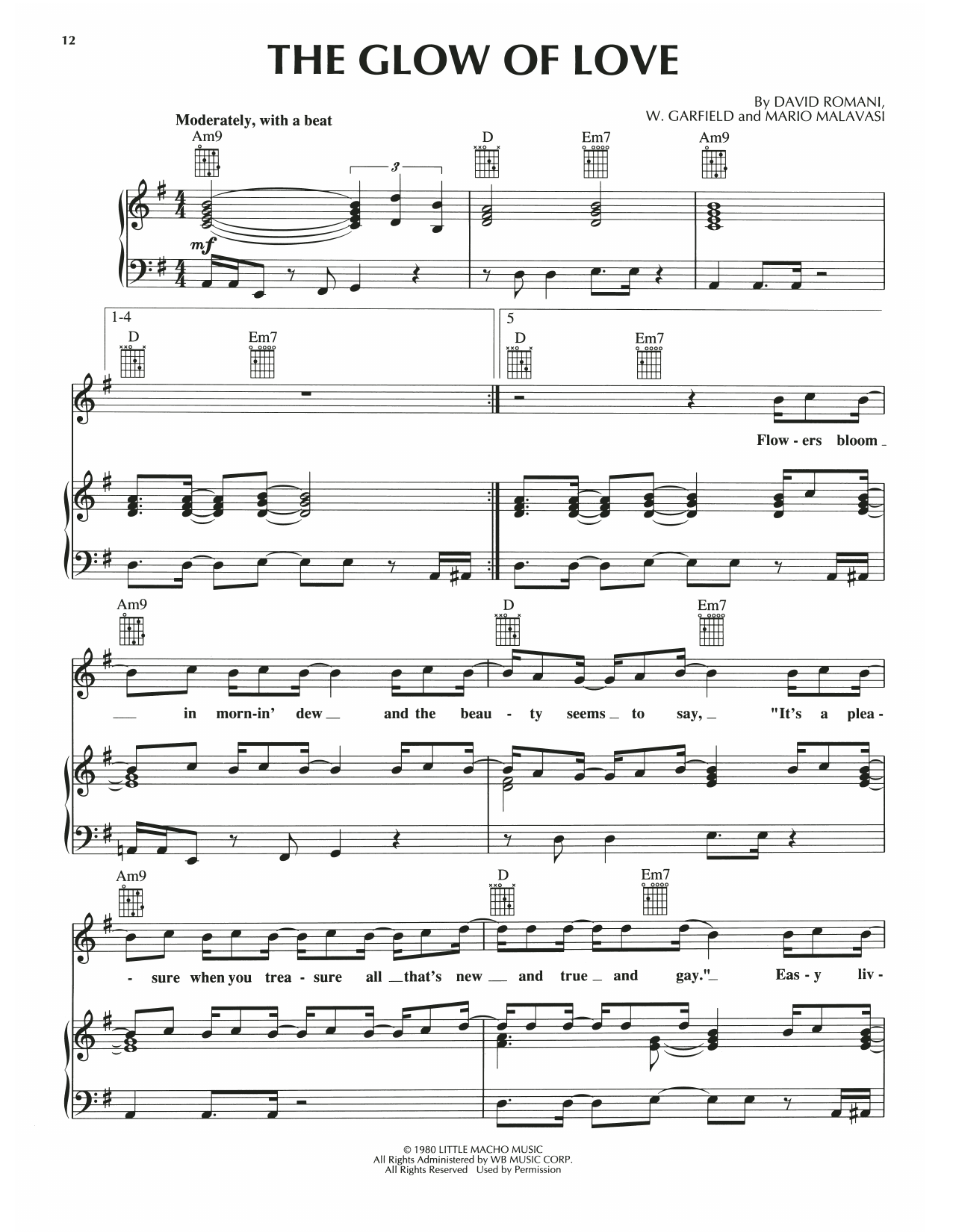 Luther Vandross The Glow Of Love Sheet Music Notes & Chords for Piano, Vocal & Guitar Chords (Right-Hand Melody) - Download or Print PDF