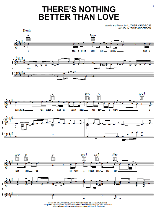 Luther Vandross There's Nothing Better Than Love Sheet Music Notes & Chords for Piano, Vocal & Guitar (Right-Hand Melody) - Download or Print PDF