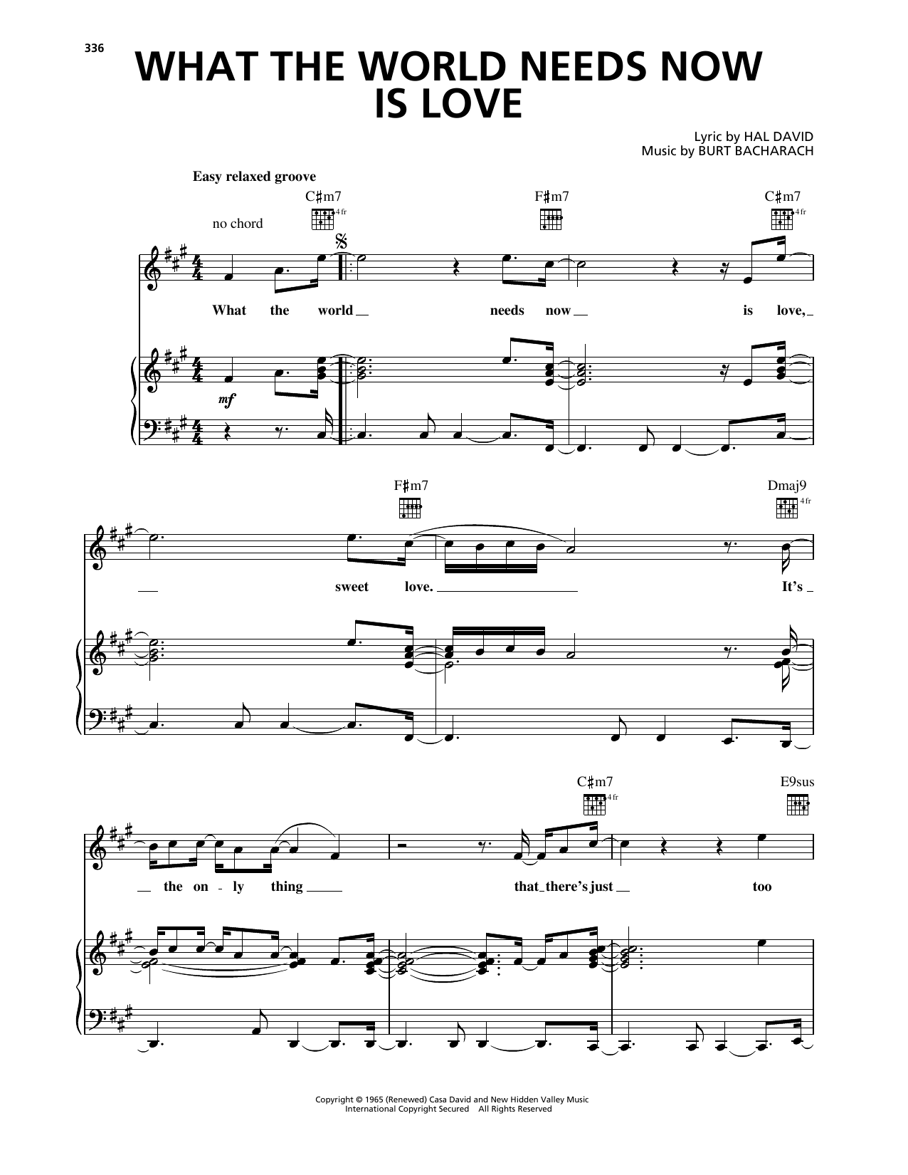 Luther Vandross What The World Needs Now Is Love Sheet Music Notes & Chords for Piano, Vocal & Guitar Chords (Right-Hand Melody) - Download or Print PDF
