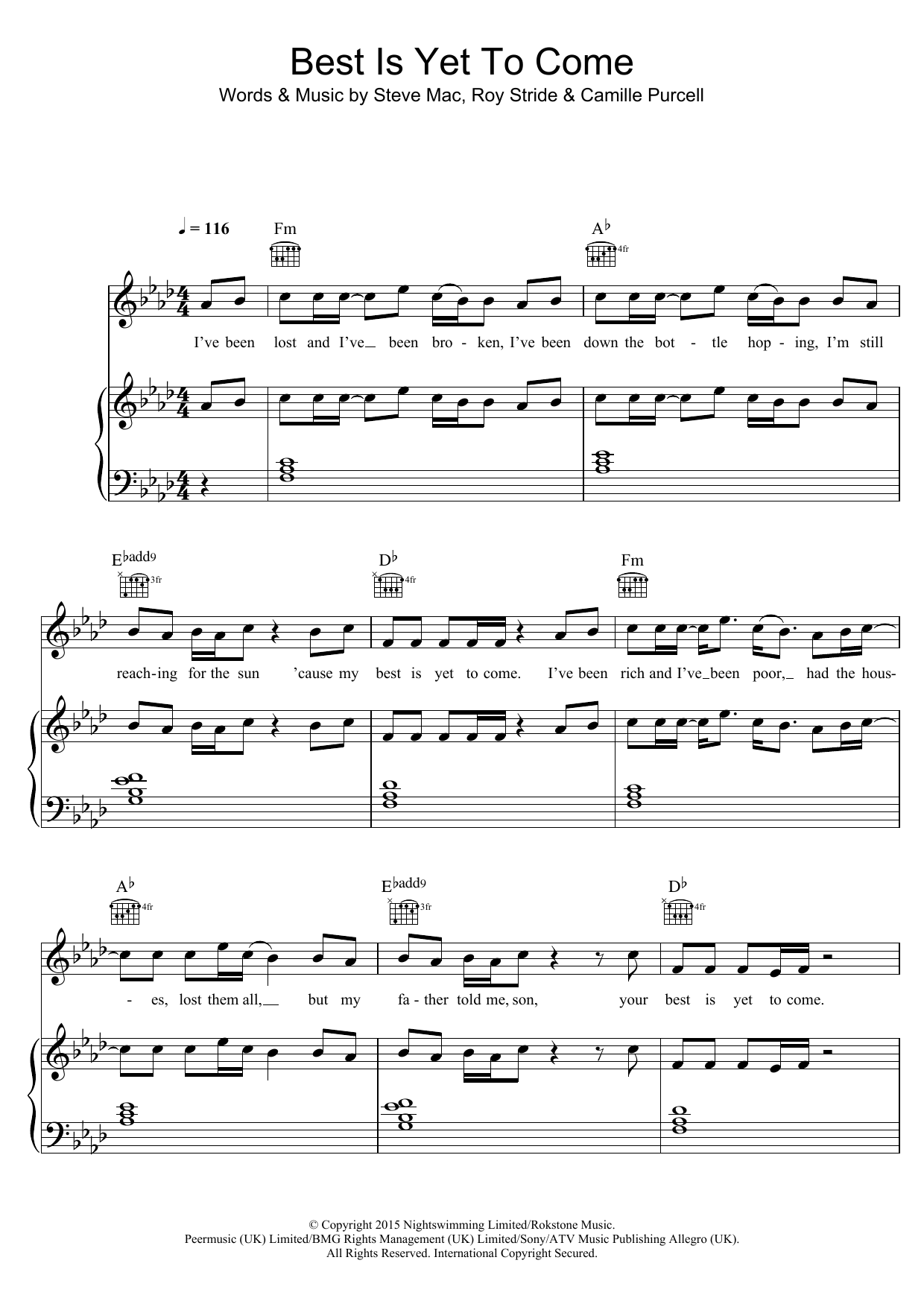 LuvBug Best Is Yet To Come Sheet Music Notes & Chords for Piano, Vocal & Guitar (Right-Hand Melody) - Download or Print PDF