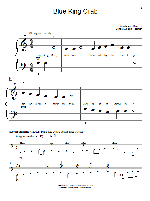Lynda Lybeck-Robinson Blue King Crab Sheet Music Notes & Chords for Educational Piano - Download or Print PDF