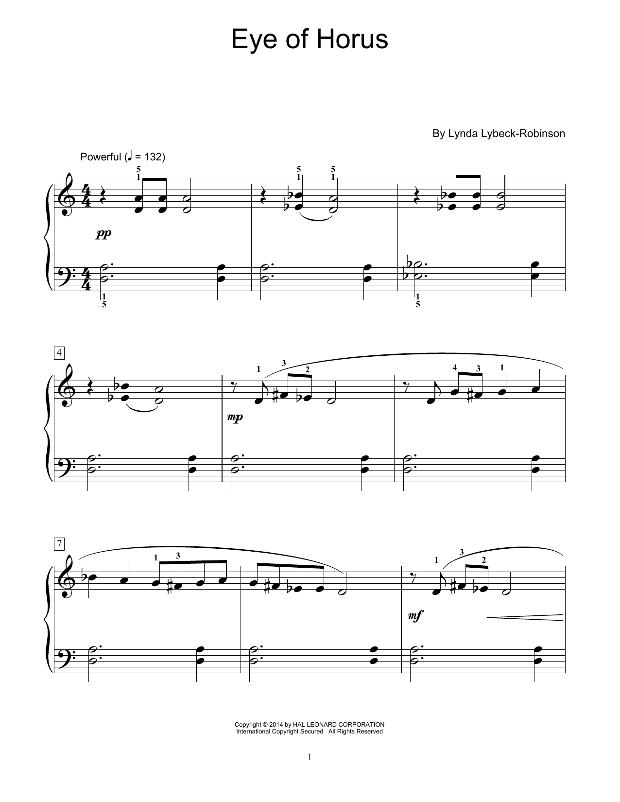 Lynda Lybeck-Robinson Eye Of Horus Sheet Music Notes & Chords for Educational Piano - Download or Print PDF