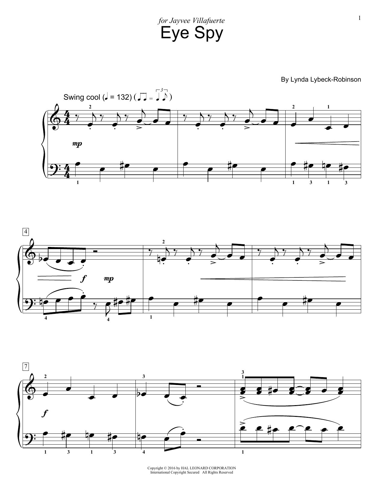 Lynda Lybeck-Robinson Eye Spy Sheet Music Notes & Chords for Educational Piano - Download or Print PDF
