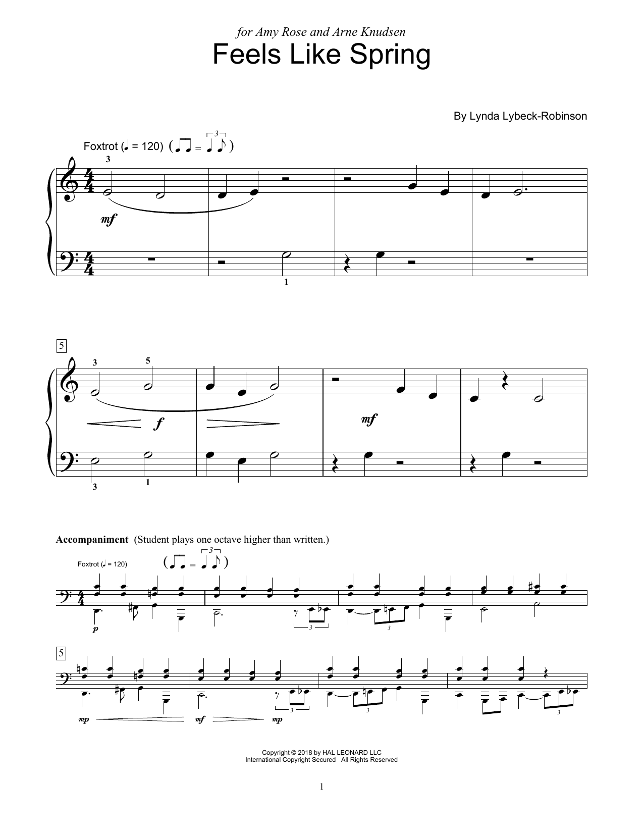 Lynda Lybeck-Robinson Feels Like Spring Sheet Music Notes & Chords for Educational Piano - Download or Print PDF