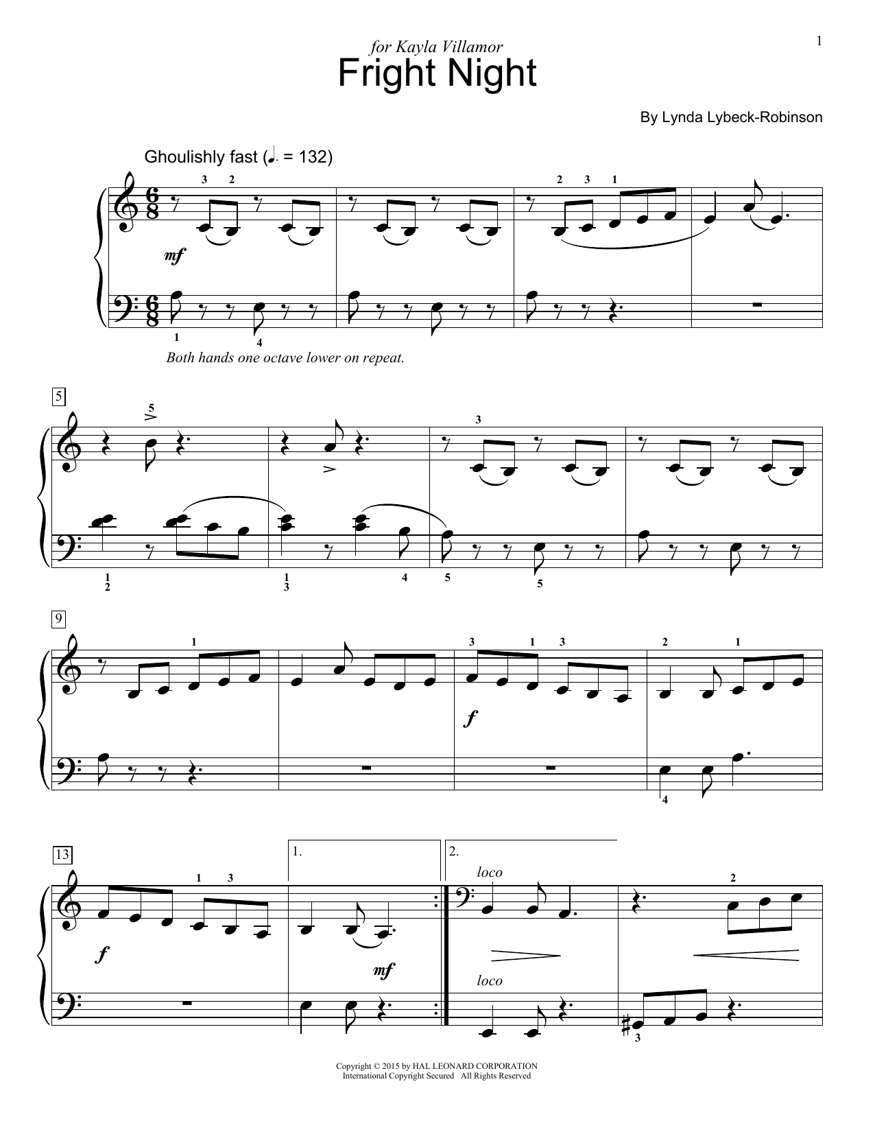 Lynda Lybeck-Robinson Fright Night Sheet Music Notes & Chords for Educational Piano - Download or Print PDF