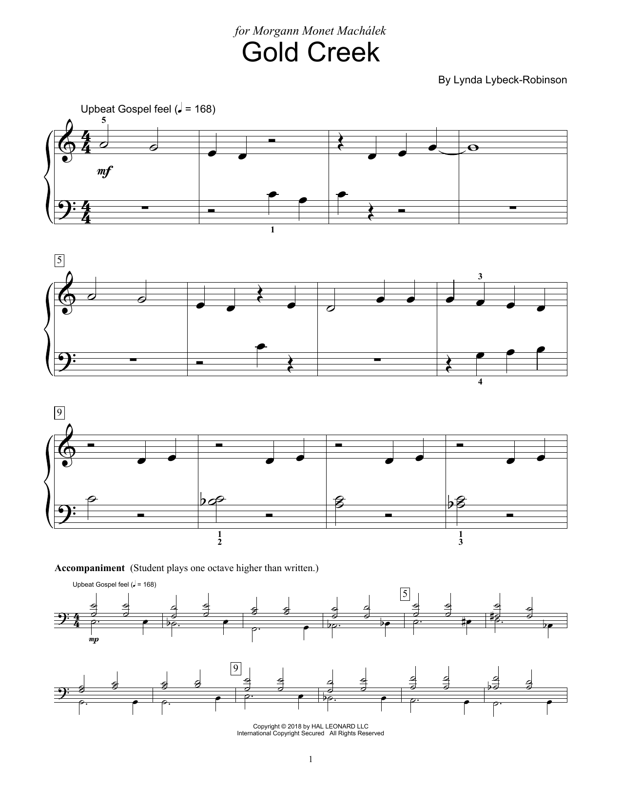 Lynda Lybeck-Robinson Gold Creek Sheet Music Notes & Chords for Educational Piano - Download or Print PDF