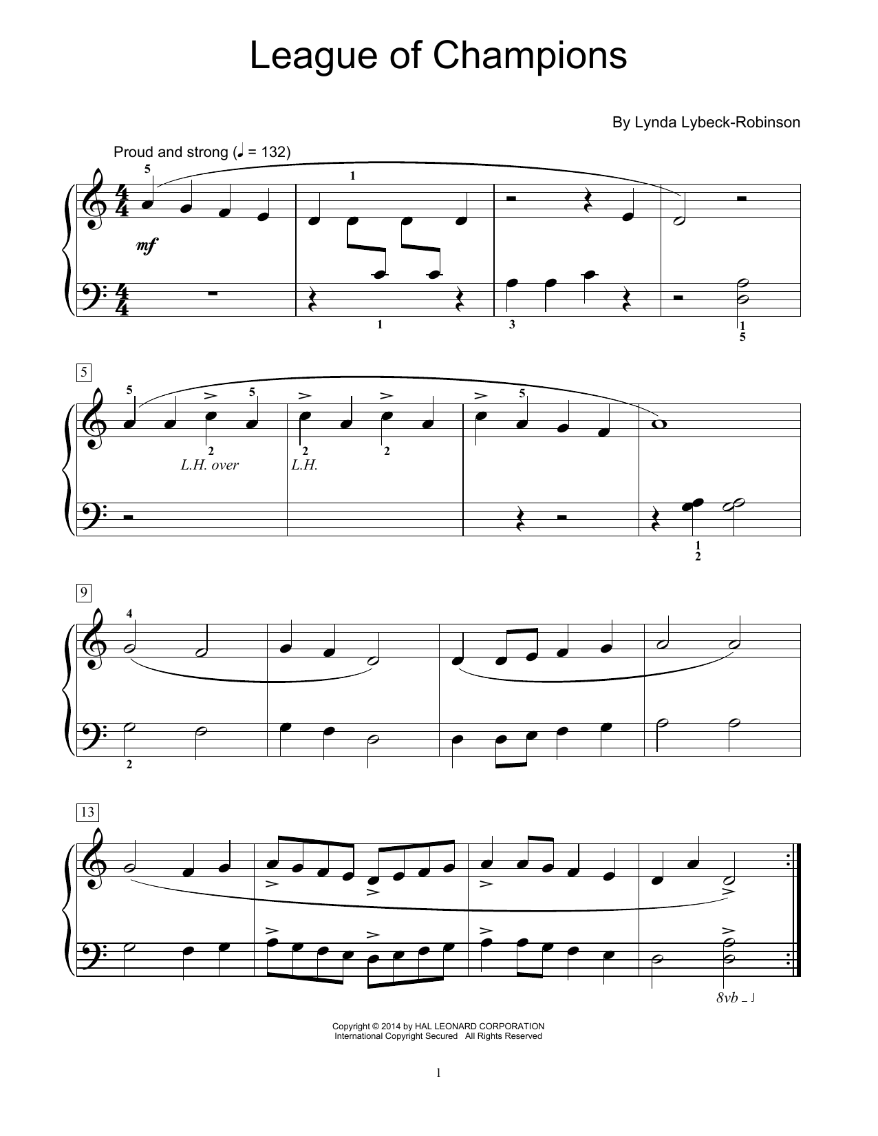 Lynda Lybeck-Robinson League Of Champions Sheet Music Notes & Chords for Educational Piano - Download or Print PDF