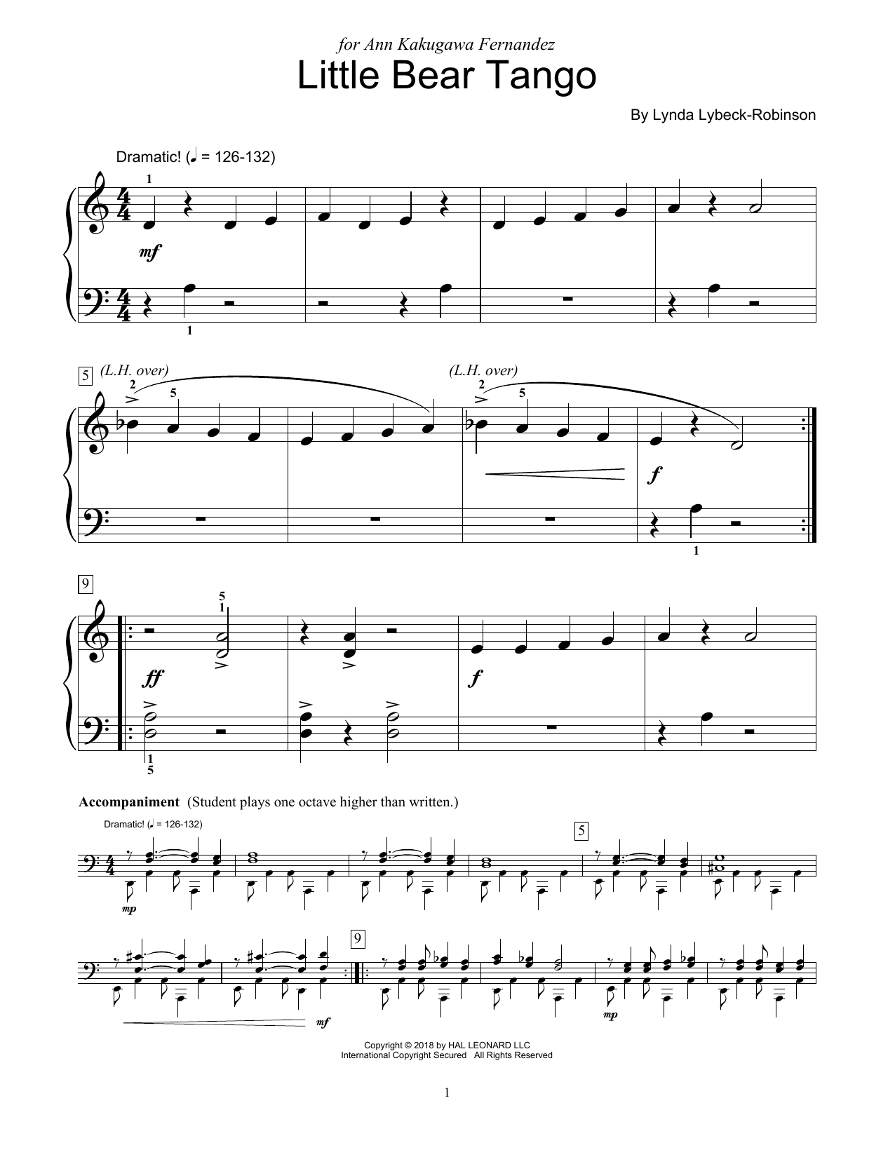 Lynda Lybeck-Robinson Little Bear Tango Sheet Music Notes & Chords for Educational Piano - Download or Print PDF
