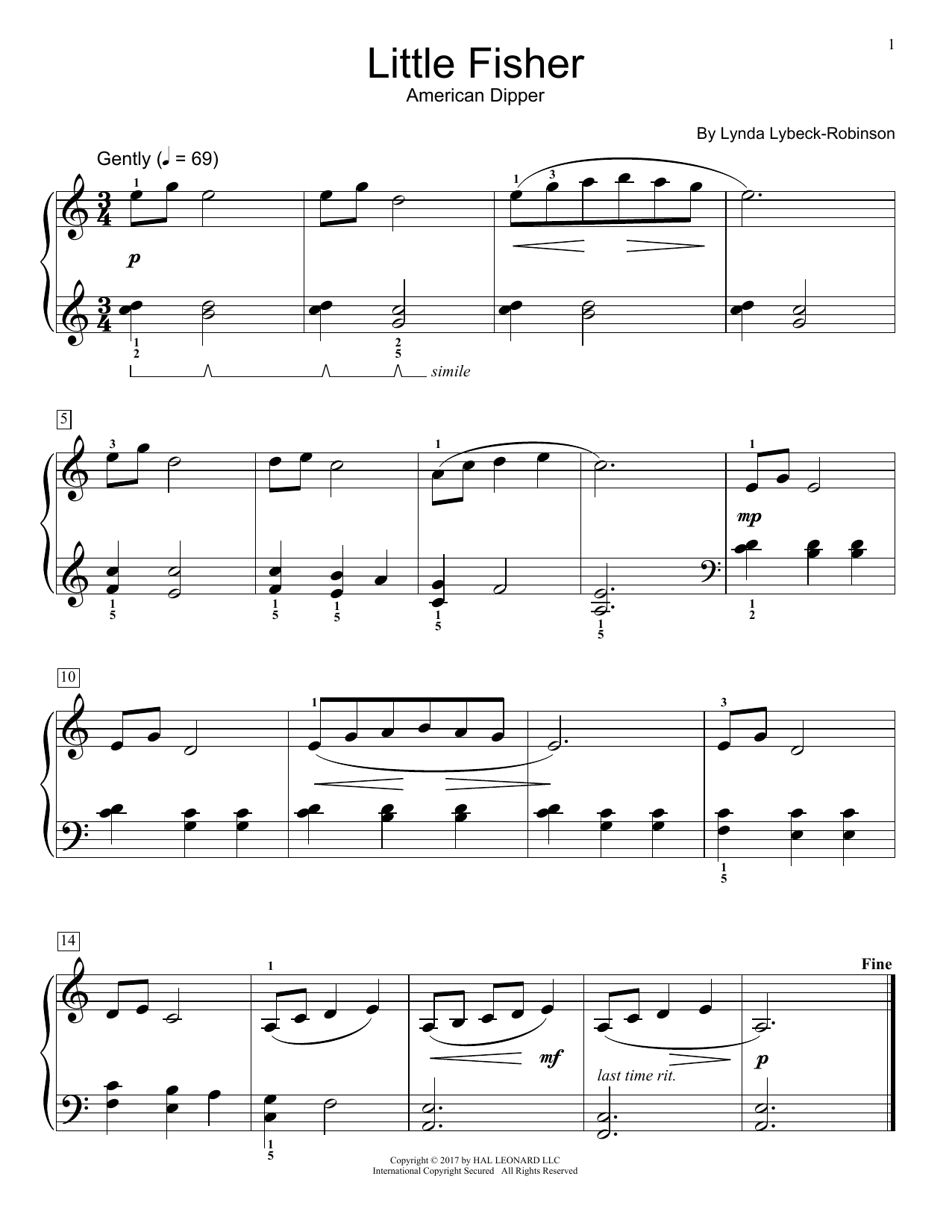 Lynda Lybeck-Robinson Little Fisher Sheet Music Notes & Chords for Educational Piano - Download or Print PDF