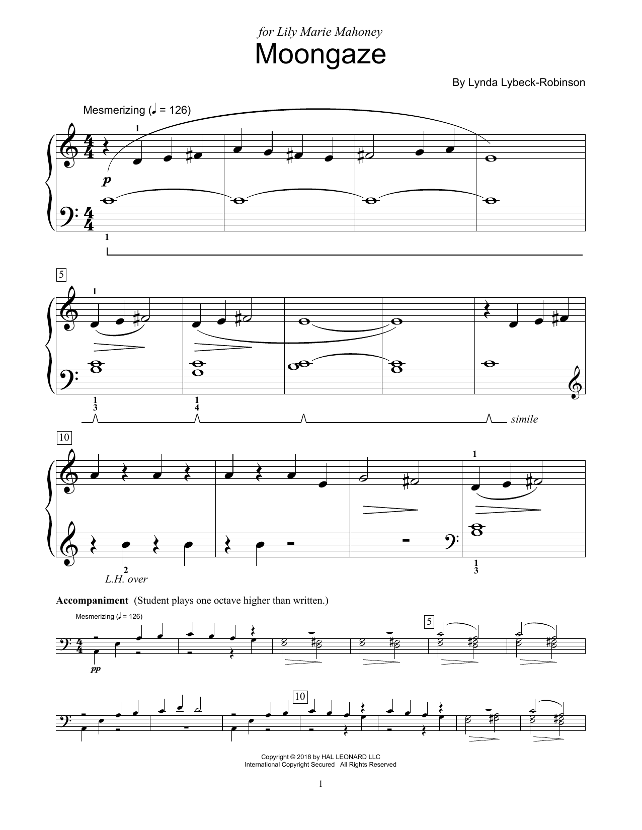 Lynda Lybeck-Robinson Moongaze Sheet Music Notes & Chords for Educational Piano - Download or Print PDF