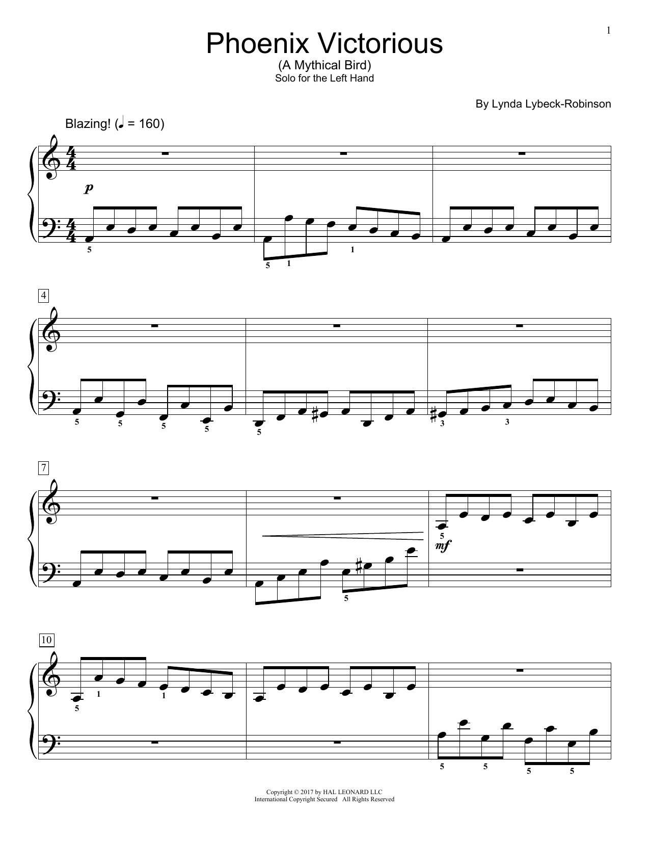 Lynda Lybeck-Robinson Phoenix Victorious Sheet Music Notes & Chords for Educational Piano - Download or Print PDF