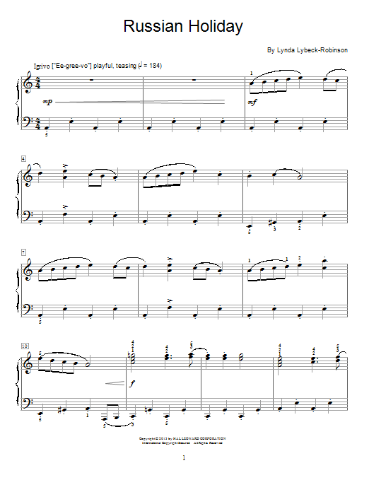 Lynda Lybeck-Robinson Russian Holiday Sheet Music Notes & Chords for Educational Piano - Download or Print PDF