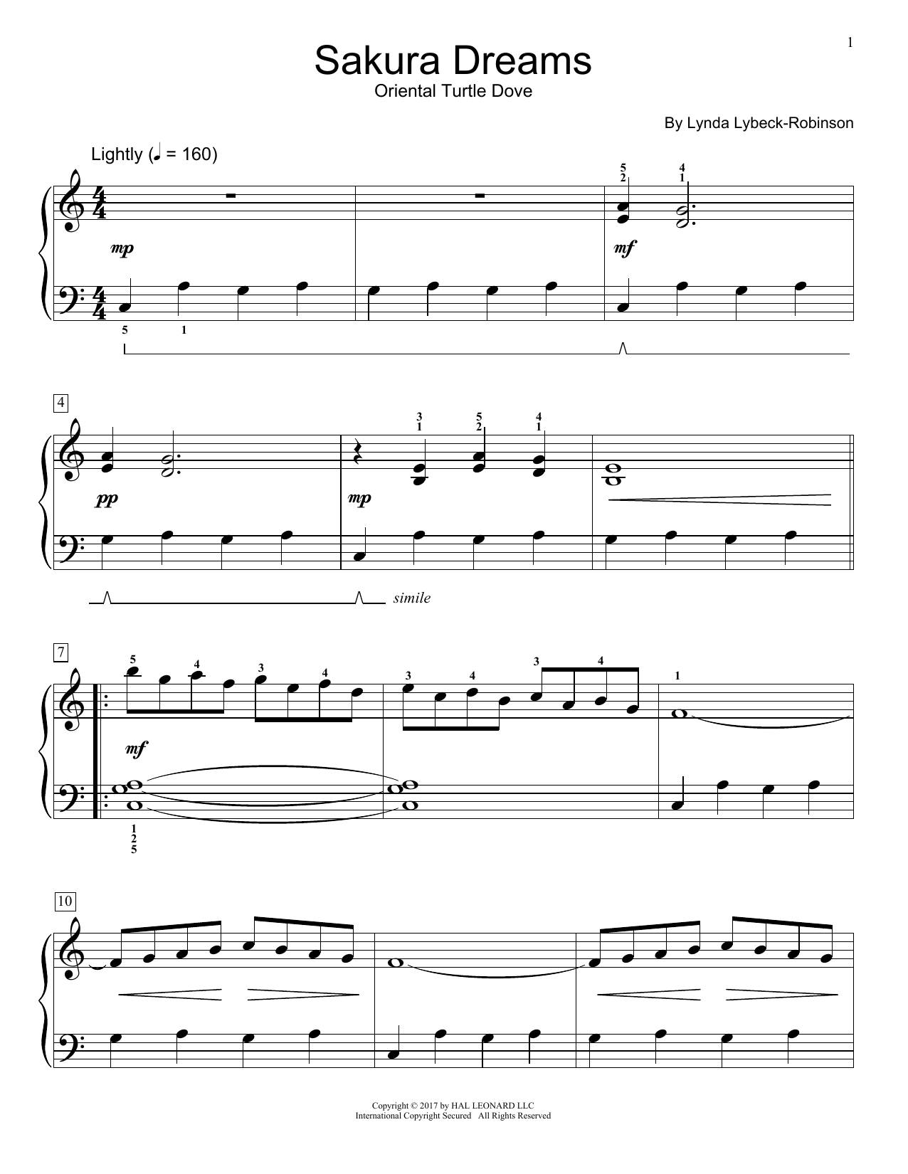 Lynda Lybeck-Robinson Sakura Dreams Sheet Music Notes & Chords for Educational Piano - Download or Print PDF