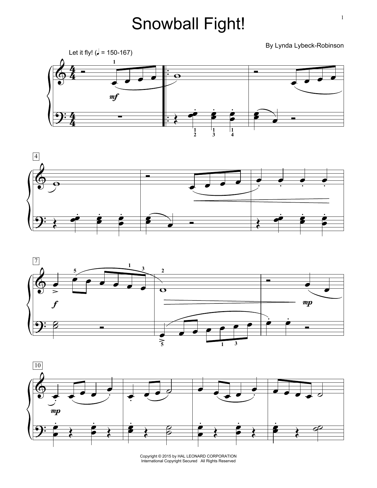 Lynda Lybeck-Robinson Snowball Fight! Sheet Music Notes & Chords for Educational Piano - Download or Print PDF