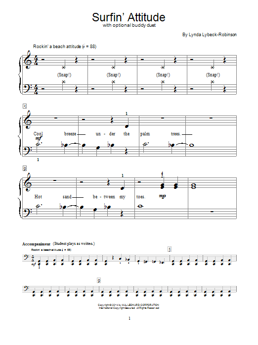 Lynda Lybeck-Robinson Surfin' Attitude Sheet Music Notes & Chords for Educational Piano - Download or Print PDF