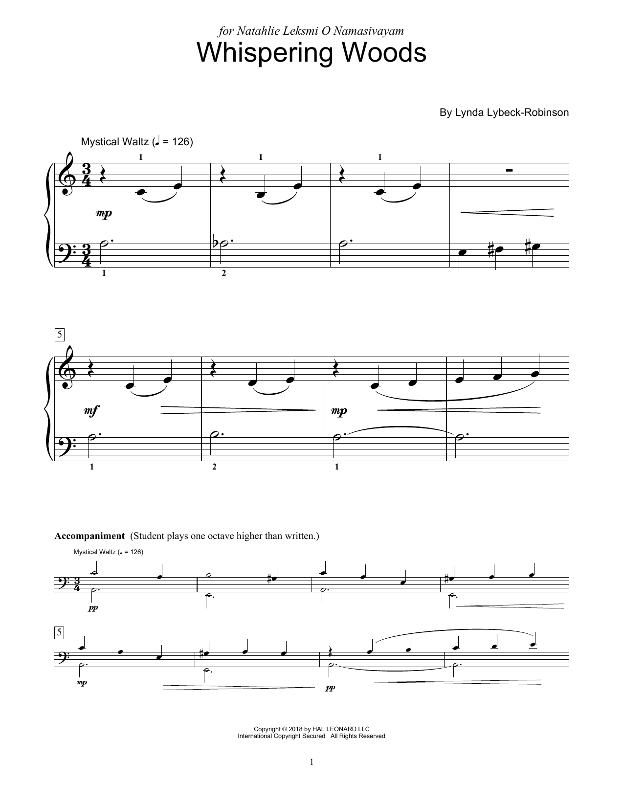 Lynda Lybeck-Robinson Whispering Woods Sheet Music Notes & Chords for Educational Piano - Download or Print PDF