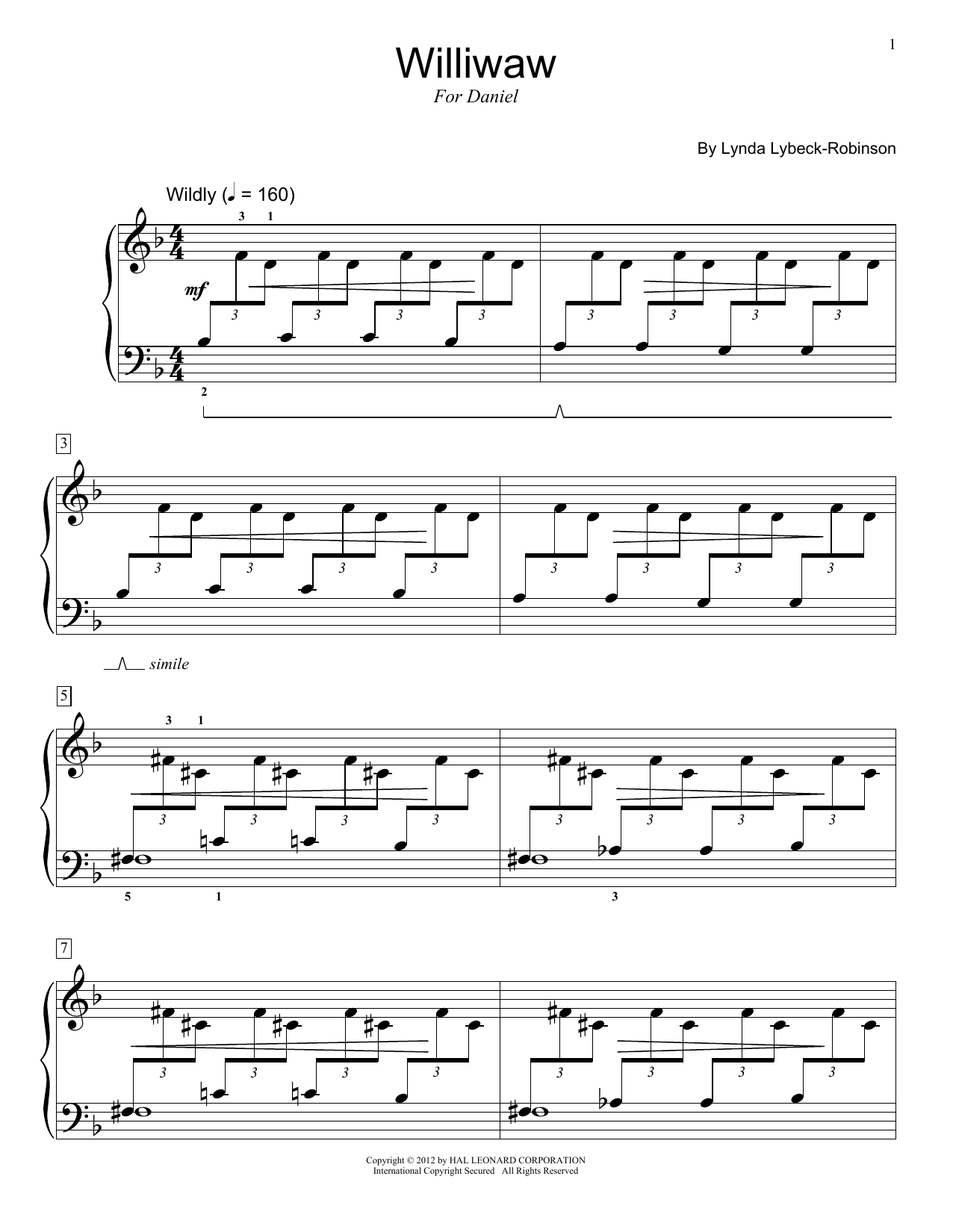 Lynda Lybeck-Robinson Williwaw Sheet Music Notes & Chords for Educational Piano - Download or Print PDF