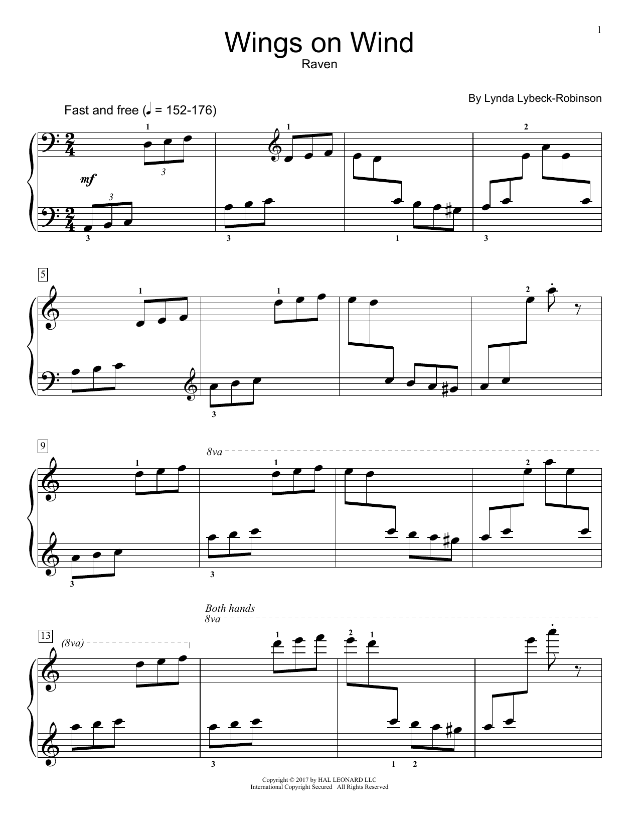 Lynda Lybeck-Robinson Wings On Wind Sheet Music Notes & Chords for Educational Piano - Download or Print PDF