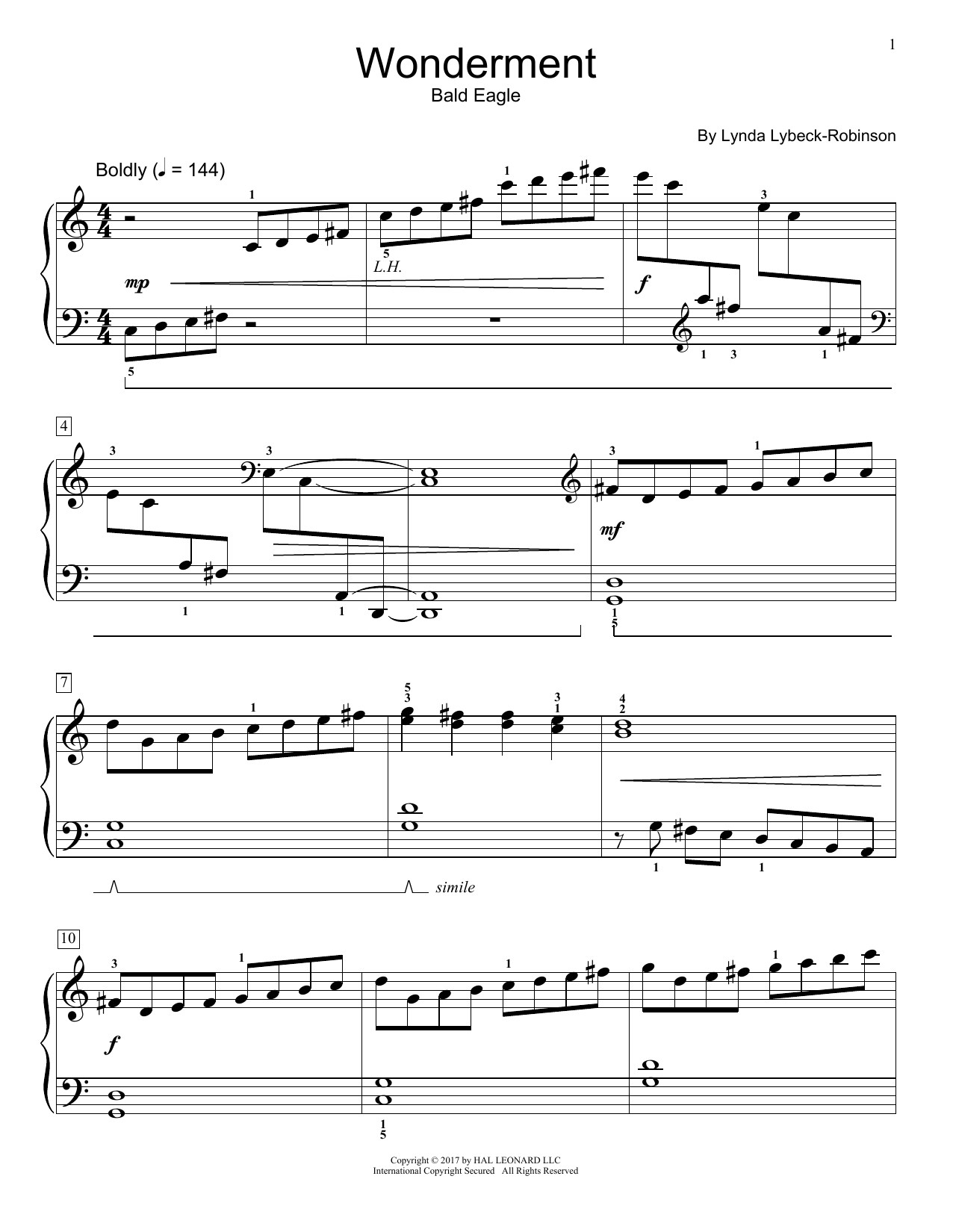Lynda Lybeck-Robinson Wonderment Sheet Music Notes & Chords for Educational Piano - Download or Print PDF
