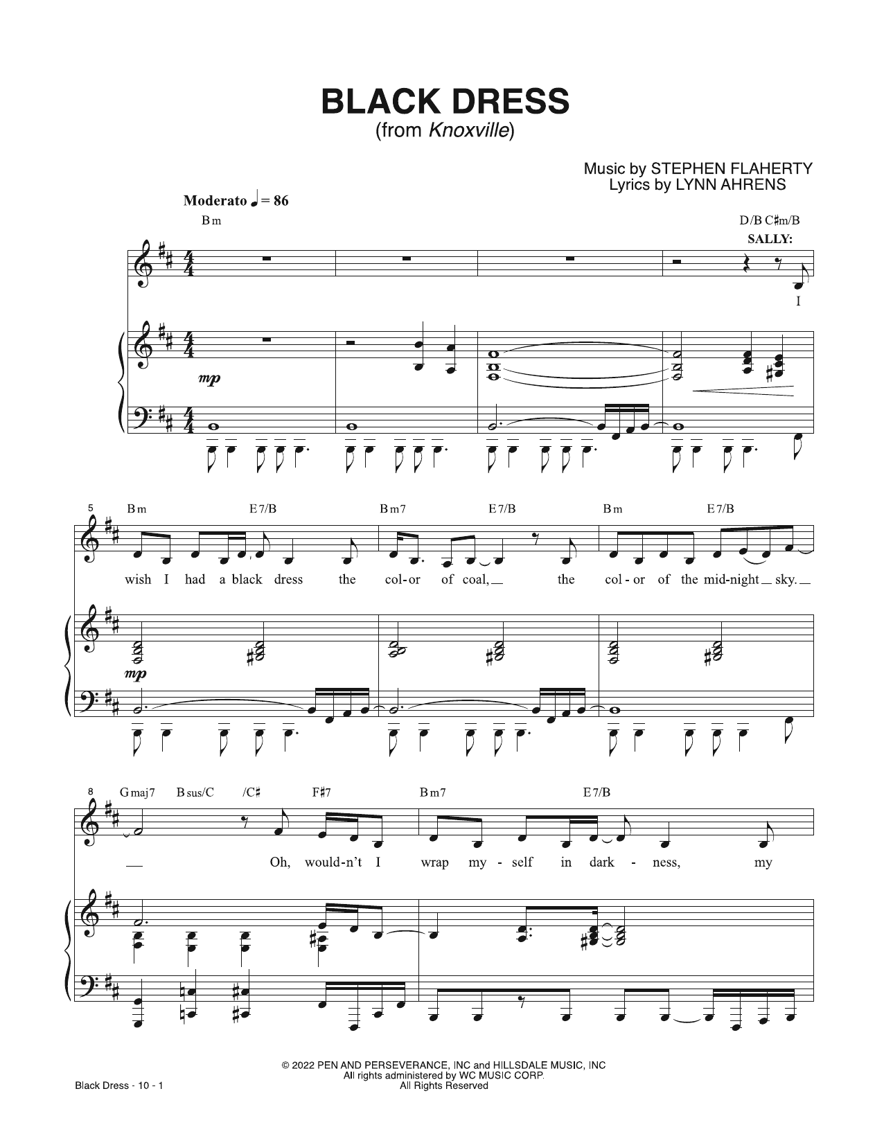 Lynn Ahrens & Stephen Flaherty Black Dress (from Knoxville) Sheet Music Notes & Chords for Piano & Vocal - Download or Print PDF