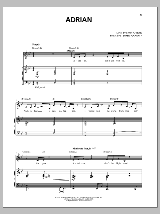 Stephen Flaherty Adrian Sheet Music Notes & Chords for Piano & Vocal - Download or Print PDF