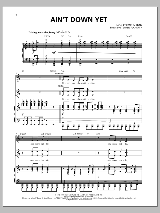 Stephen Flaherty Ain't Down Yet Sheet Music Notes & Chords for Piano & Vocal - Download or Print PDF