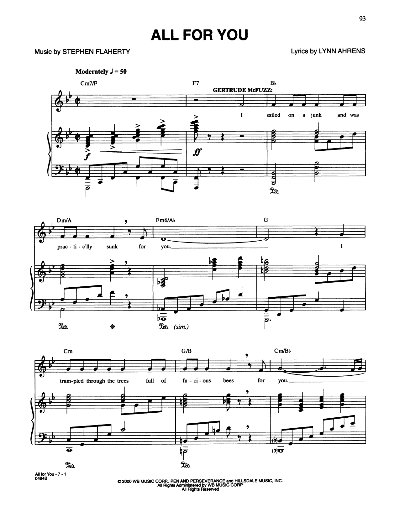 Lynn Ahrens and Stephen Flaherty All For You (from Seussical The Musical) Sheet Music Notes & Chords for Piano & Vocal - Download or Print PDF