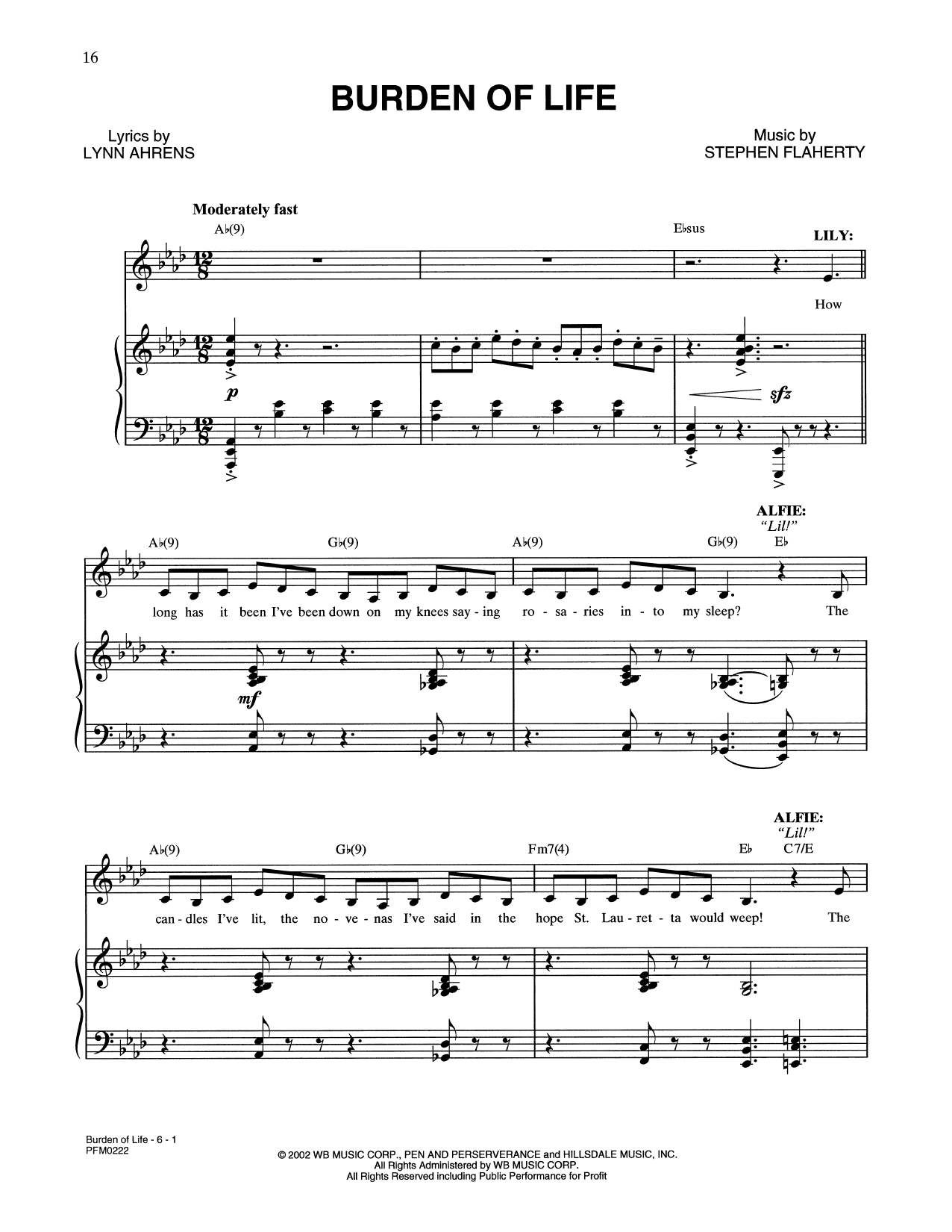 Lynn Ahrens and Stephen Flaherty Burden Of Life (from A Man Of No Importance: A New Musical) Sheet Music Notes & Chords for Piano & Vocal - Download or Print PDF