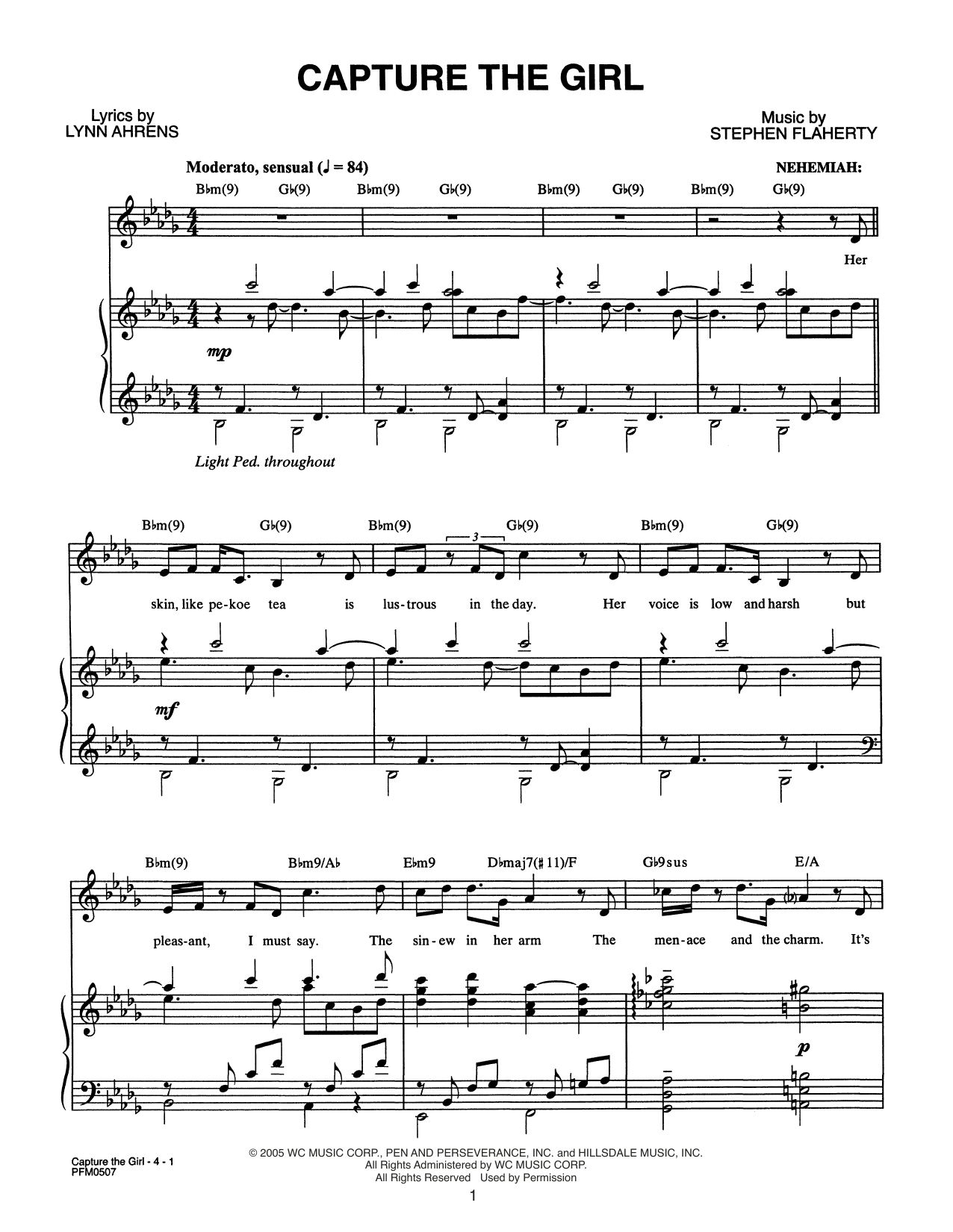Lynn Ahrens and Stephen Flaherty Capture The Girl (from Dessa Rose: A New Musical) Sheet Music Notes & Chords for Piano & Vocal - Download or Print PDF