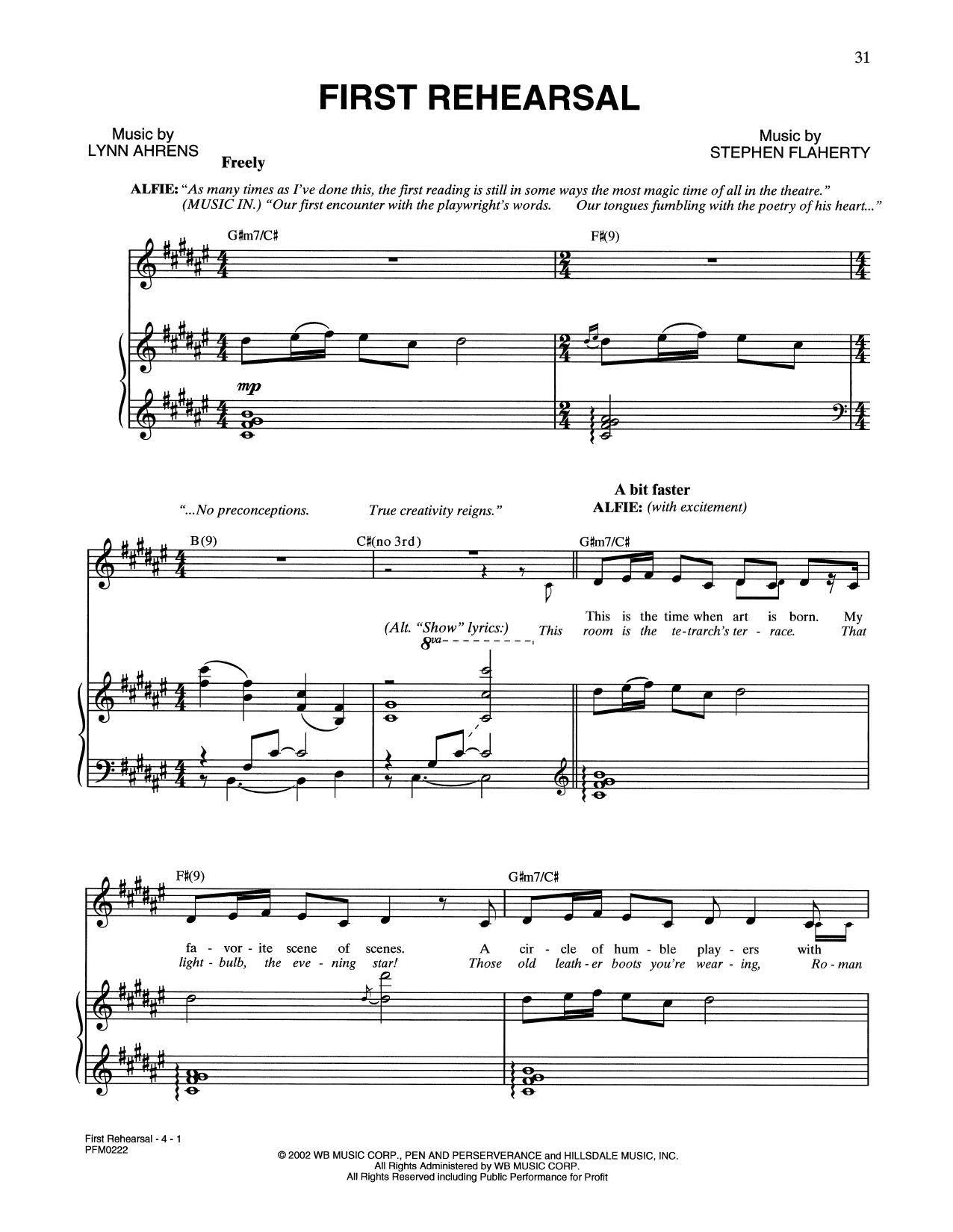 Lynn Ahrens and Stephen Flaherty First Rehearsal (from A Man Of No Importance: A New Musical) Sheet Music Notes & Chords for Piano & Vocal - Download or Print PDF