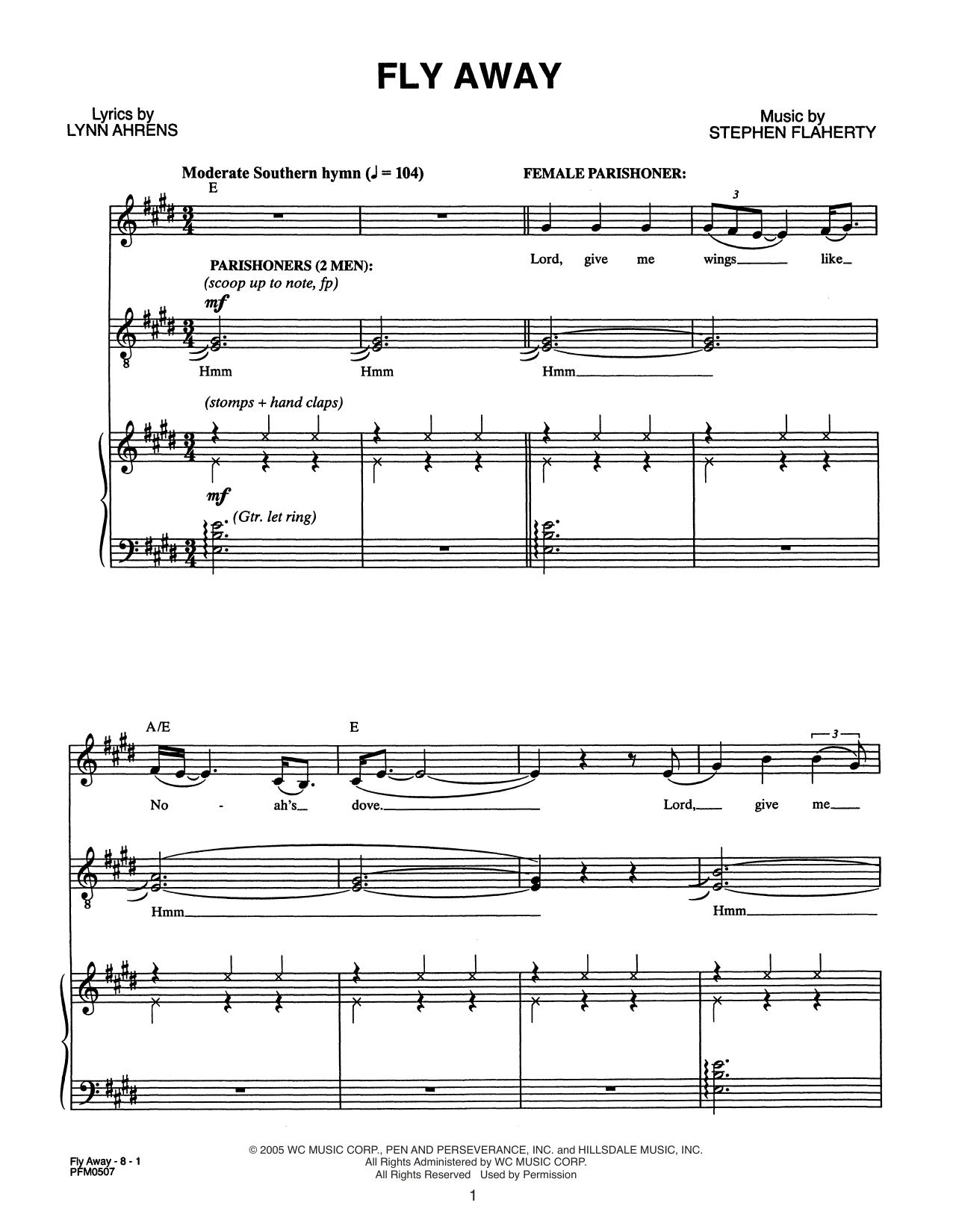 Lynn Ahrens and Stephen Flaherty Fly Away (from Dessa Rose: A New Musical) Sheet Music Notes & Chords for Piano & Vocal - Download or Print PDF