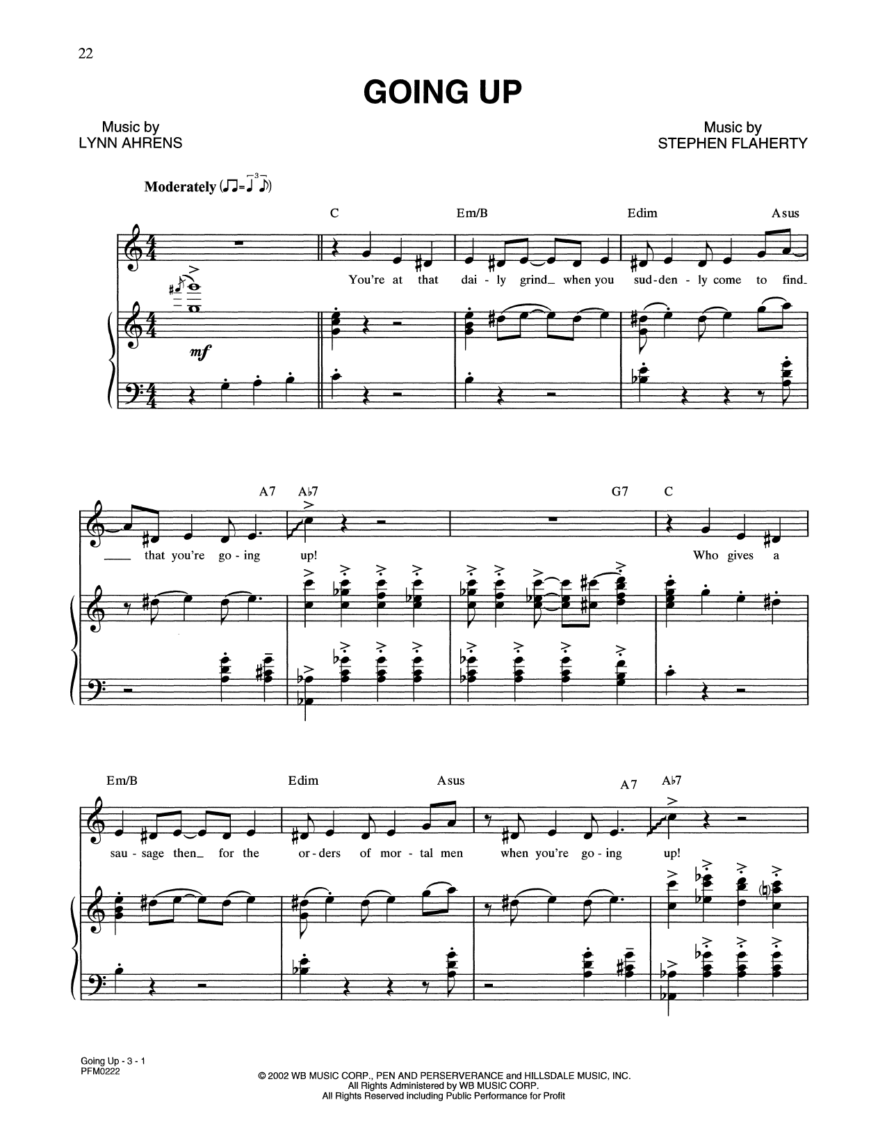 Lynn Ahrens and Stephen Flaherty Going Up (from A Man Of No Importance: A New Musical) Sheet Music Notes & Chords for Piano & Vocal - Download or Print PDF