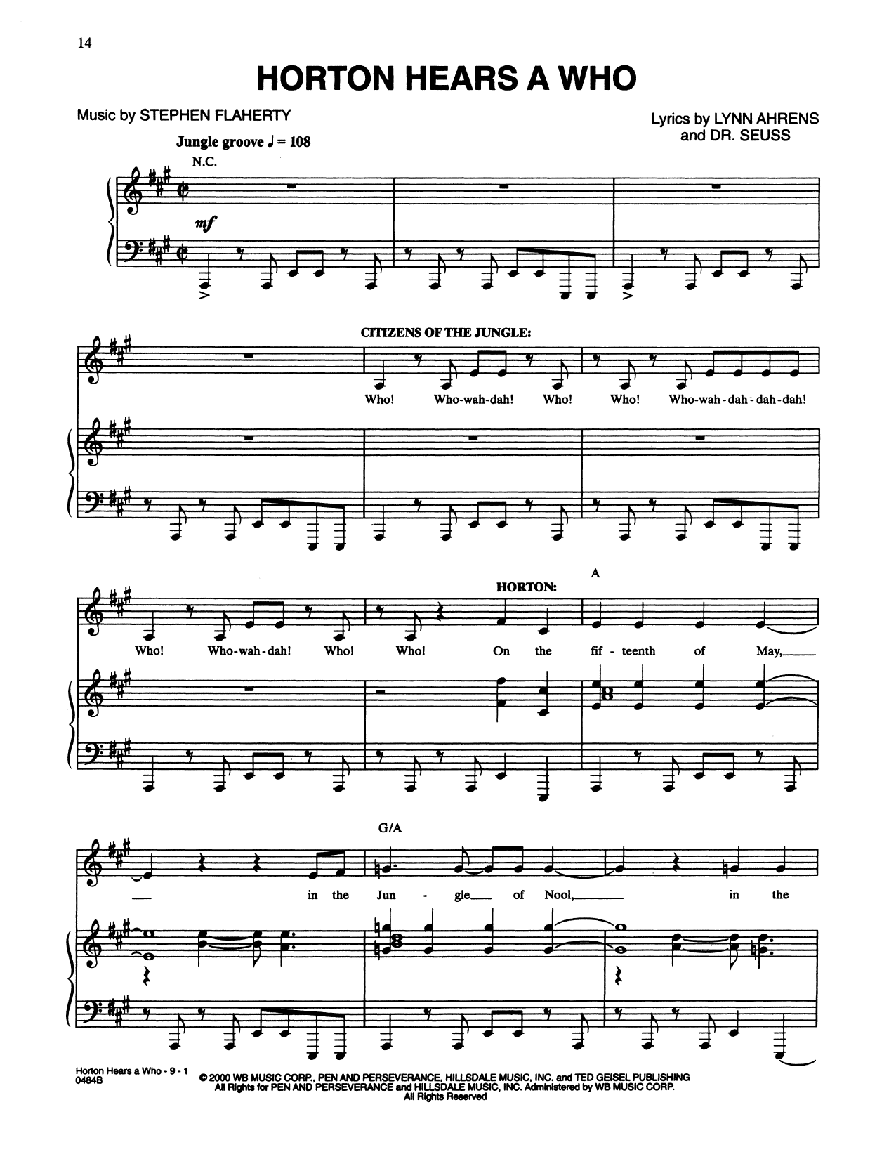 Lynn Ahrens and Stephen Flaherty Horton Hears A Who (from Seussical The Musical) Sheet Music Notes & Chords for Piano & Vocal - Download or Print PDF