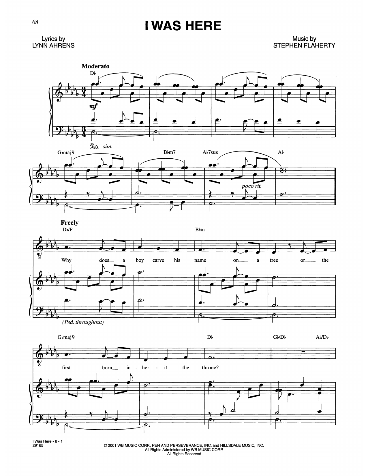Lynn Ahrens and Stephen Flaherty I Was Here (from The Glorious Ones) Sheet Music Notes & Chords for Piano & Vocal - Download or Print PDF