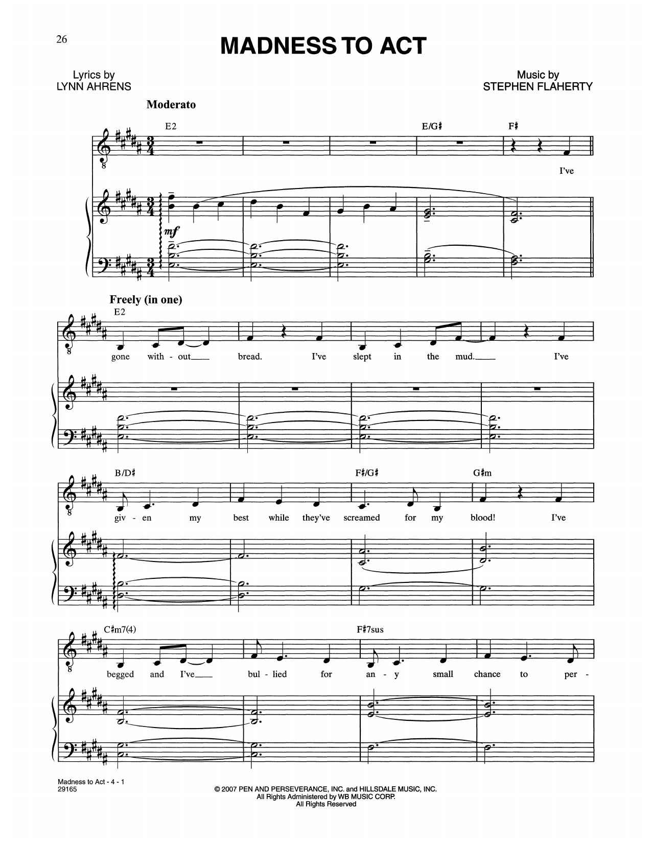 Lynn Ahrens and Stephen Flaherty Madness To Act (from The Glorious Ones) Sheet Music Notes & Chords for Piano & Vocal - Download or Print PDF
