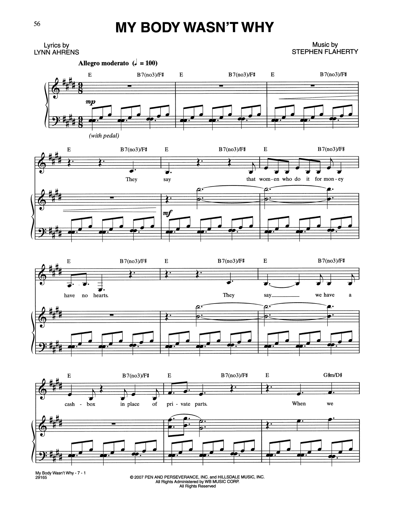 Lynn Ahrens and Stephen Flaherty My Body Wasn't Why (from The Glorious Ones) Sheet Music Notes & Chords for Piano & Vocal - Download or Print PDF