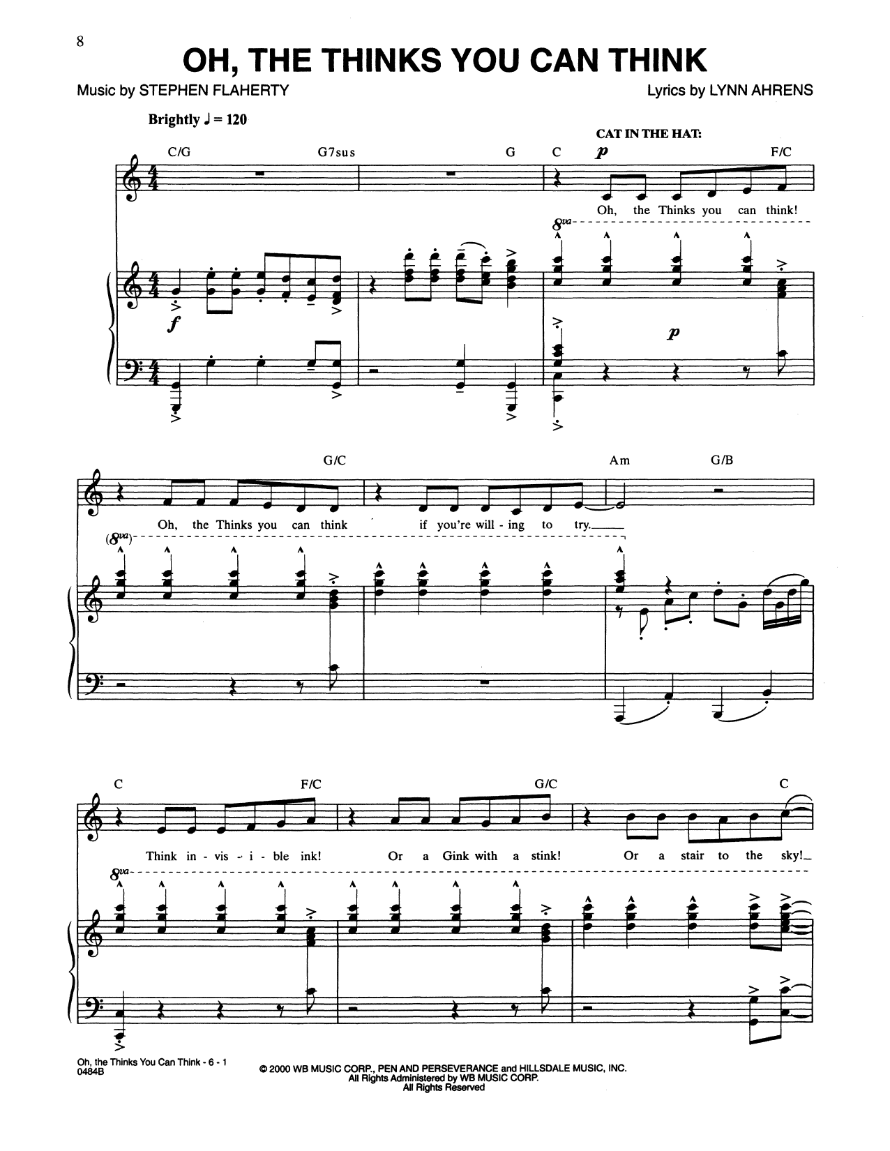 Lynn Ahrens and Stephen Flaherty Oh, The Thinks You Can Think (from Seussical The Musical) Sheet Music Notes & Chords for Piano & Vocal - Download or Print PDF