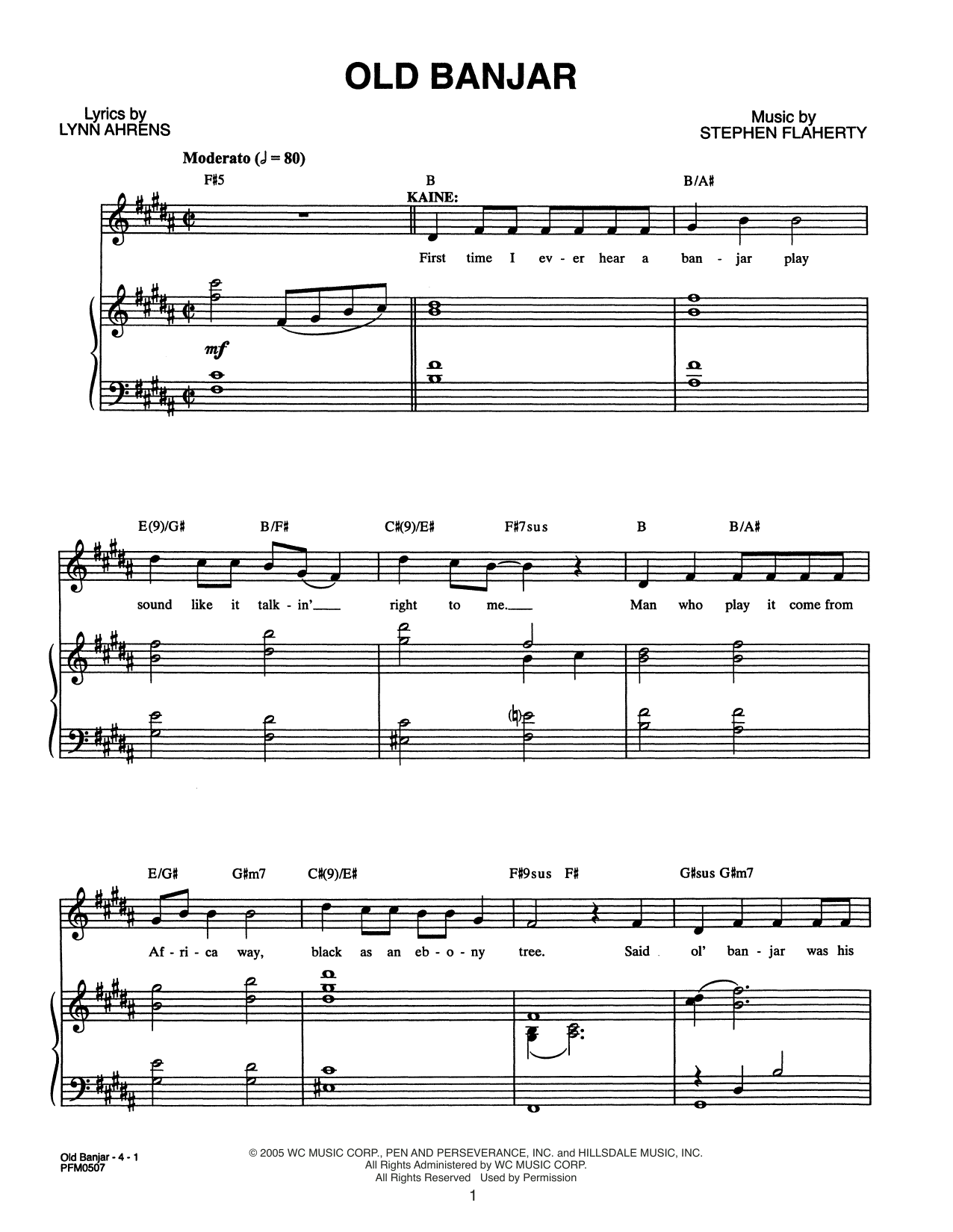 Lynn Ahrens and Stephen Flaherty Old Banjar (from Dessa Rose: A New Musical) Sheet Music Notes & Chords for Piano & Vocal - Download or Print PDF