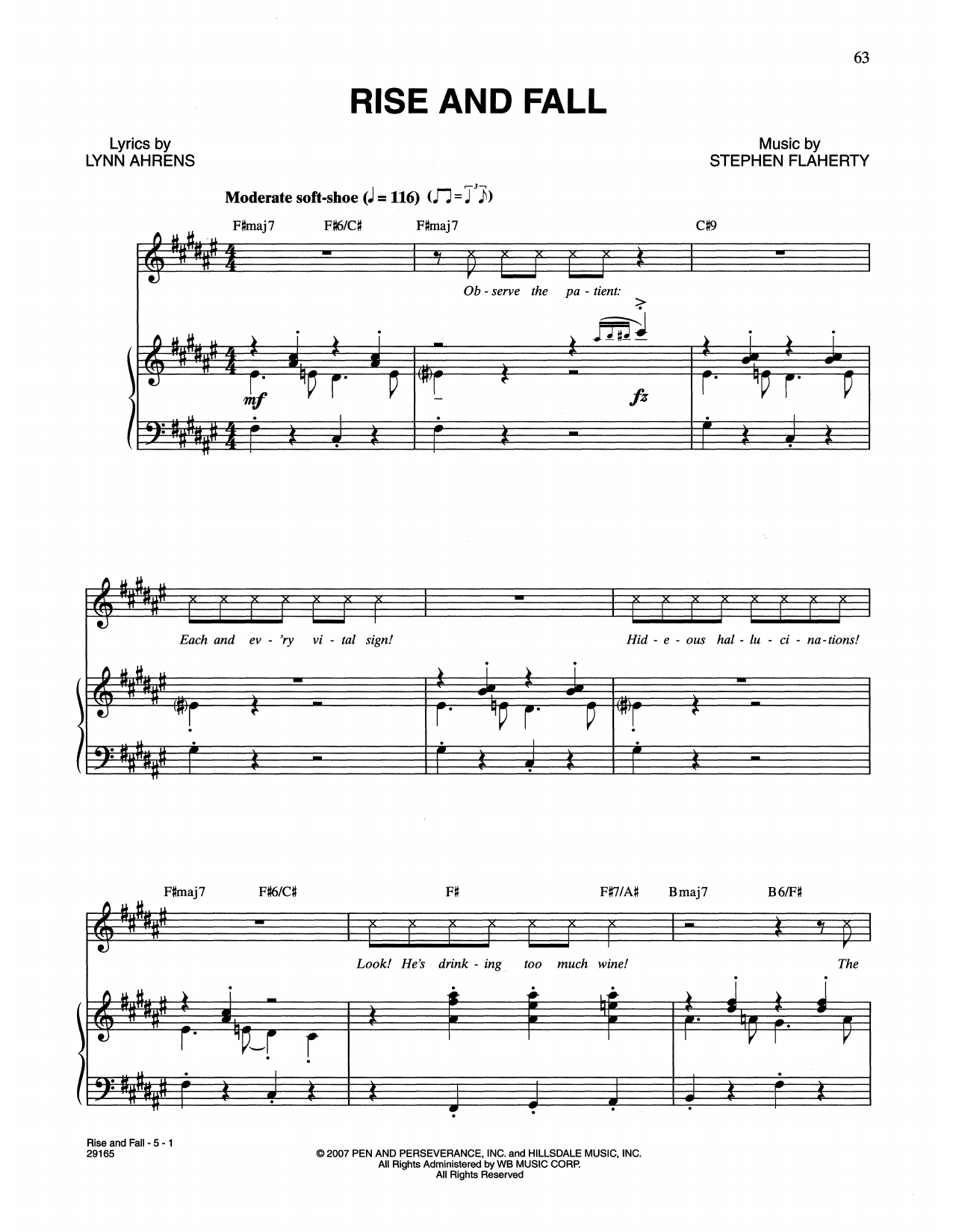 Lynn Ahrens and Stephen Flaherty Rise And Fall (from The Glorious Ones) Sheet Music Notes & Chords for Piano & Vocal - Download or Print PDF