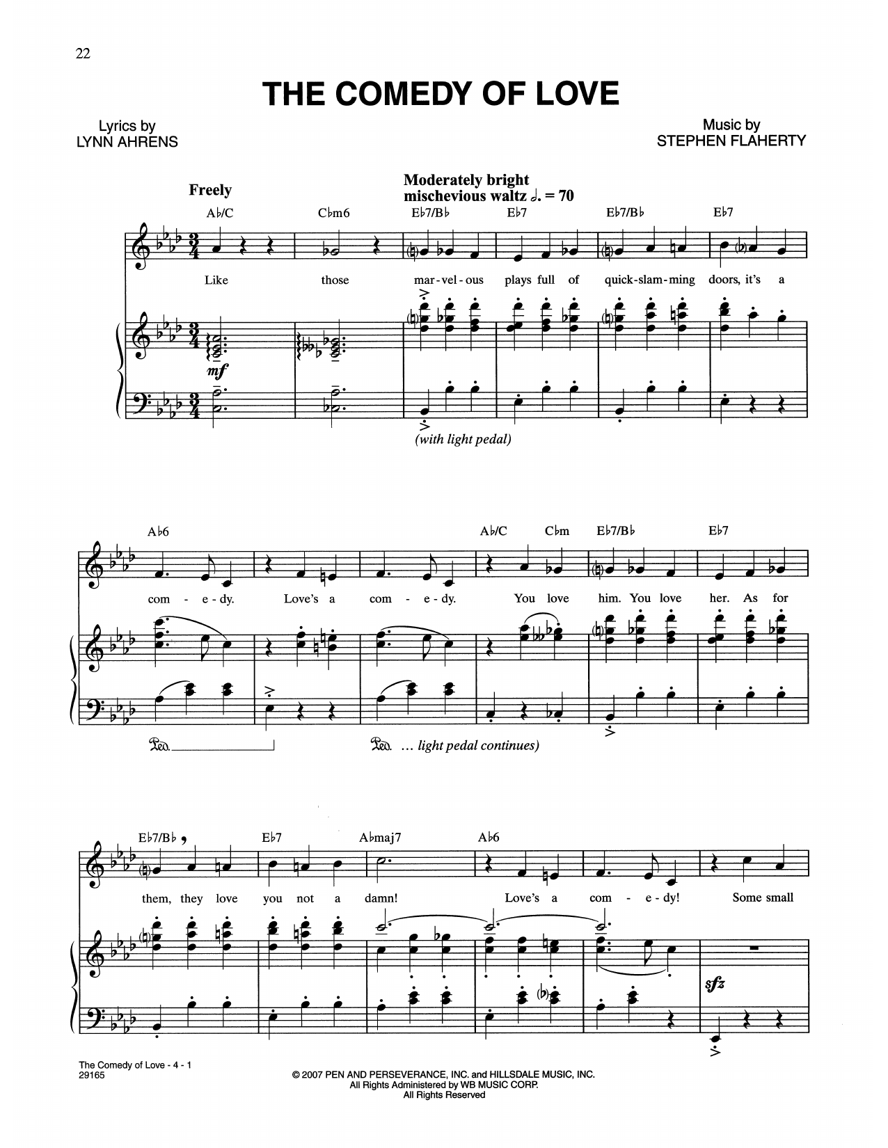 Lynn Ahrens and Stephen Flaherty The Comedy Of Love (from The Glorious Ones) Sheet Music Notes & Chords for Piano & Vocal - Download or Print PDF