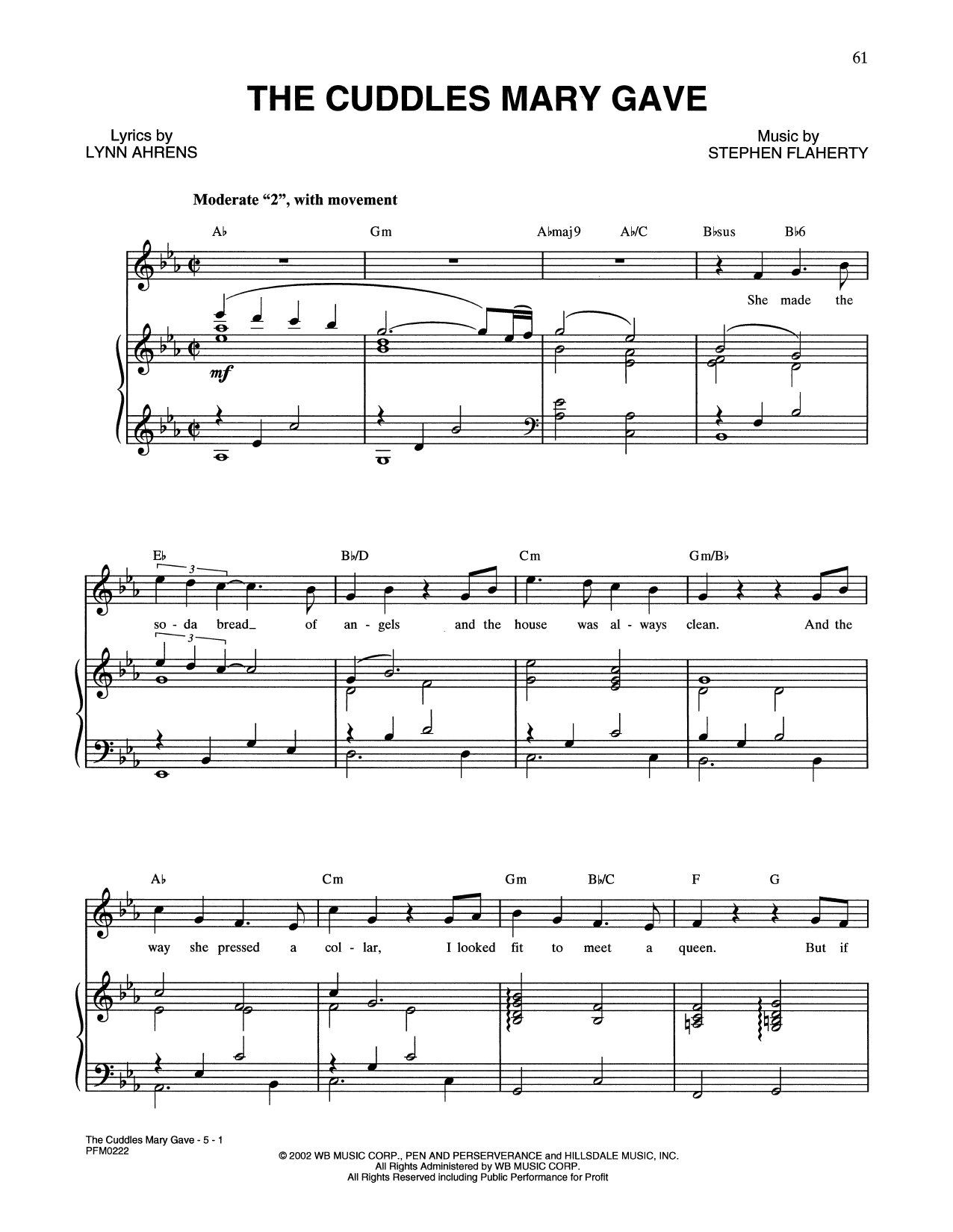 Lynn Ahrens and Stephen Flaherty The Cuddles Mary Gave (from A Man Of No Importance: A New Musical) Sheet Music Notes & Chords for Piano & Vocal - Download or Print PDF