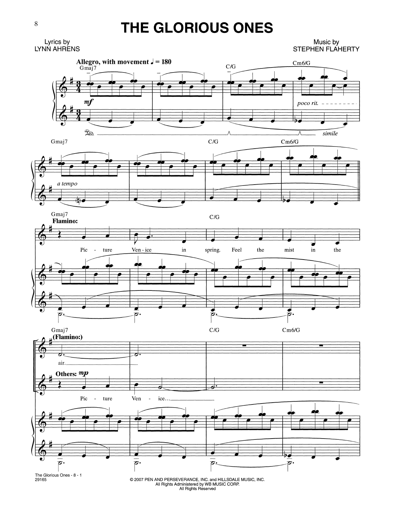 Lynn Ahrens and Stephen Flaherty The Glorious Ones (from The Glorious Ones) Sheet Music Notes & Chords for Piano & Vocal - Download or Print PDF