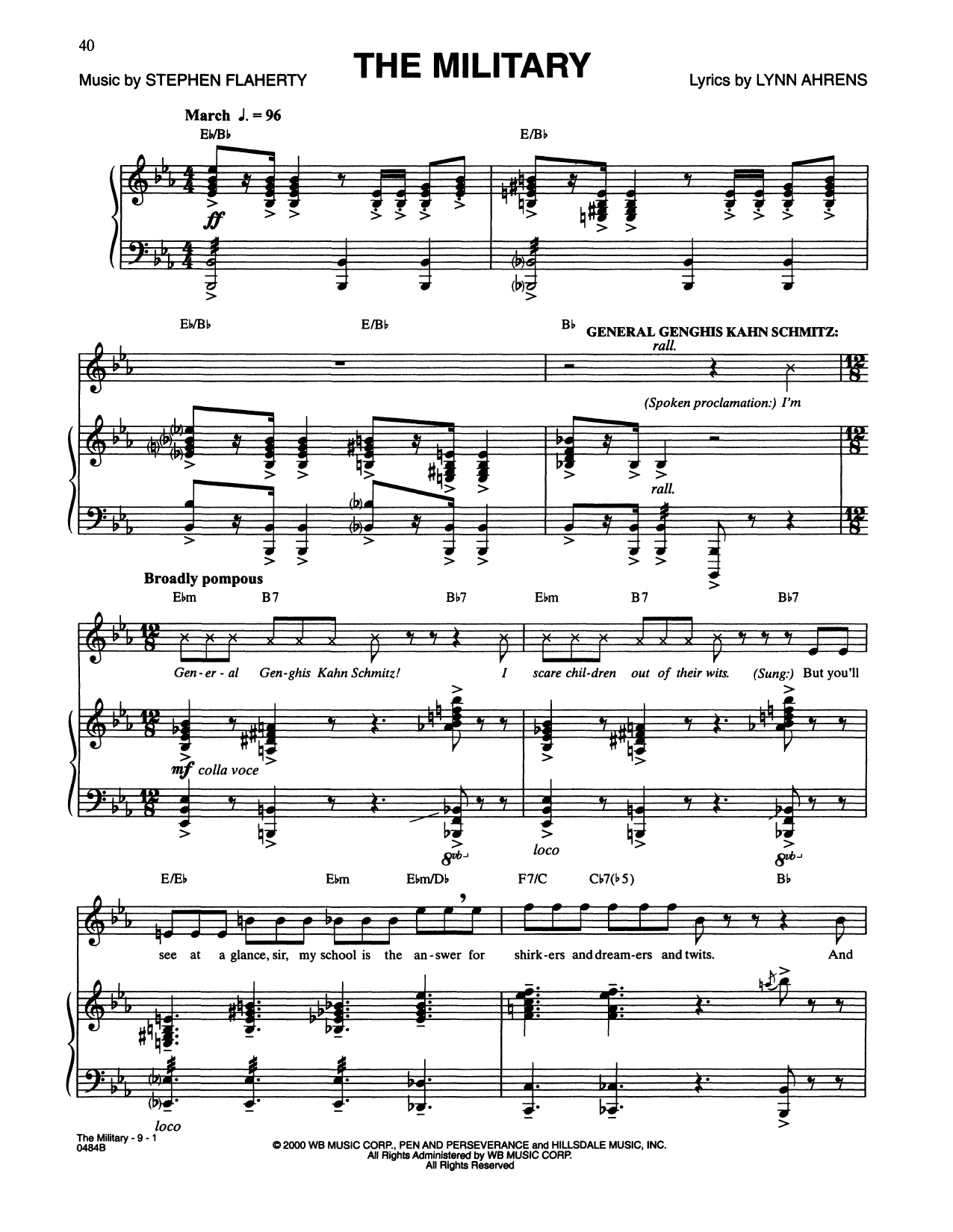 Lynn Ahrens and Stephen Flaherty The Military (from Seussical The Musical) Sheet Music Notes & Chords for Piano & Vocal - Download or Print PDF