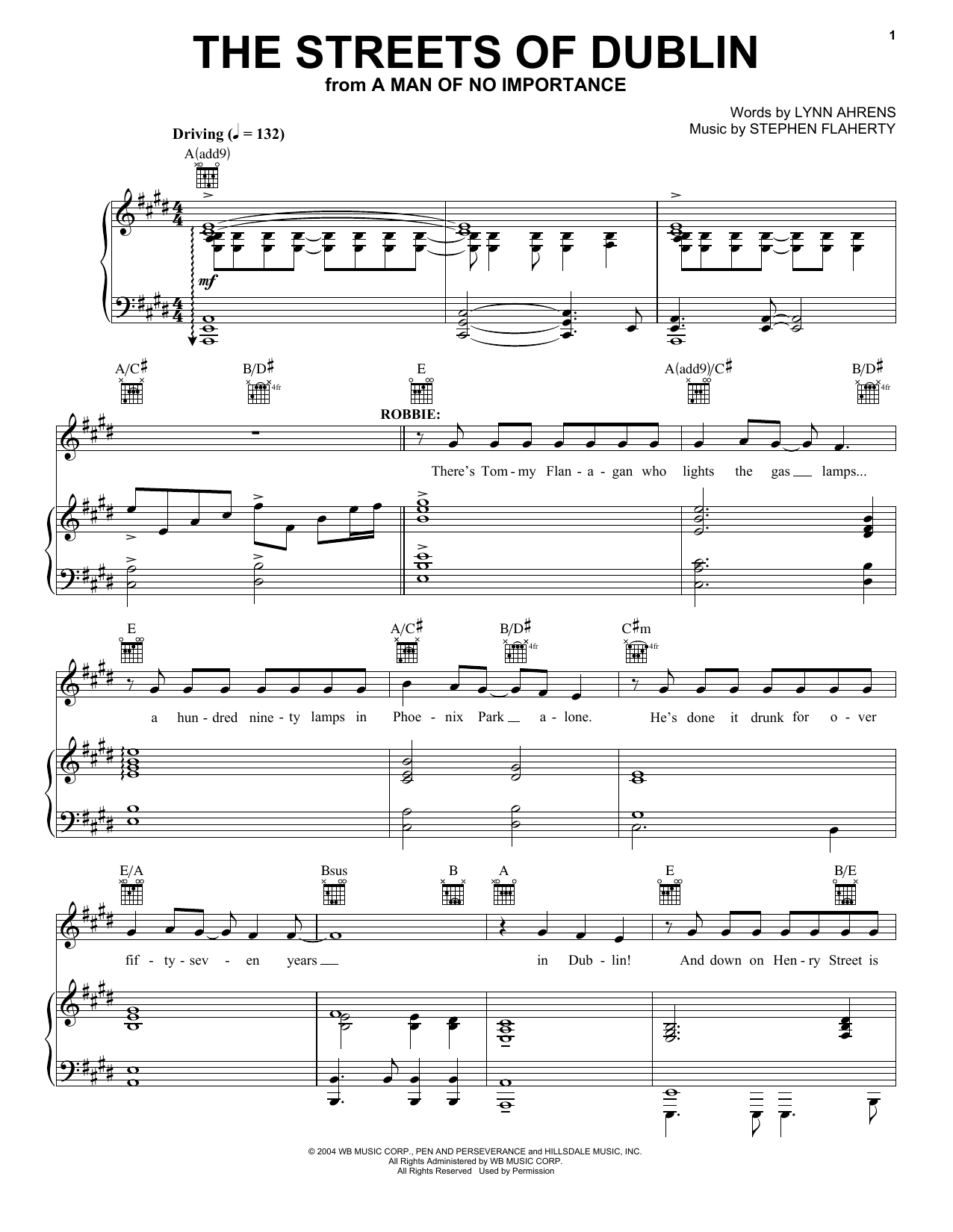 Stephen Flaherty The Streets Of Dublin (from A Man Of No Importance: A New Musical) Sheet Music Notes & Chords for Vocal Pro + Piano/Guitar - Download or Print PDF