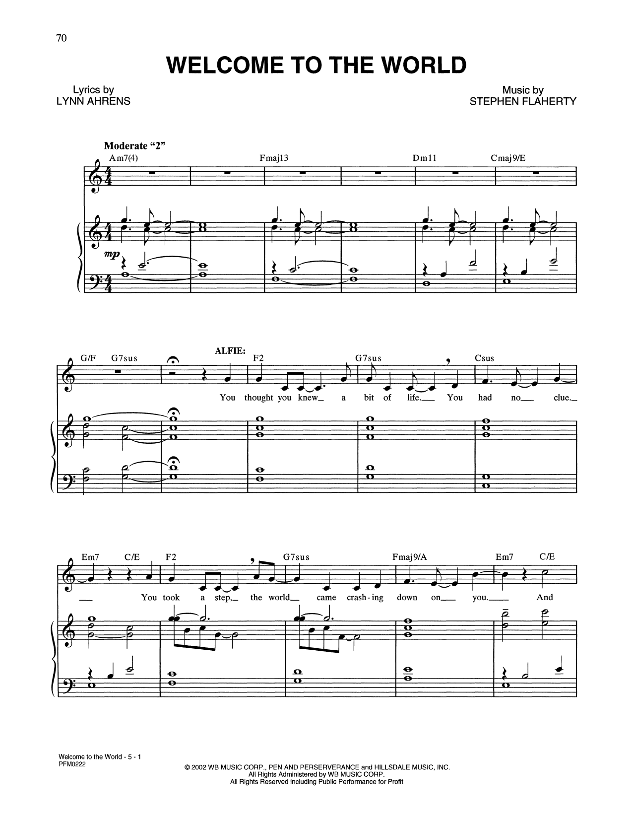 Lynn Ahrens and Stephen Flaherty Welcome To The World (from A Man Of No Importance: A New Musical) Sheet Music Notes & Chords for Piano & Vocal - Download or Print PDF